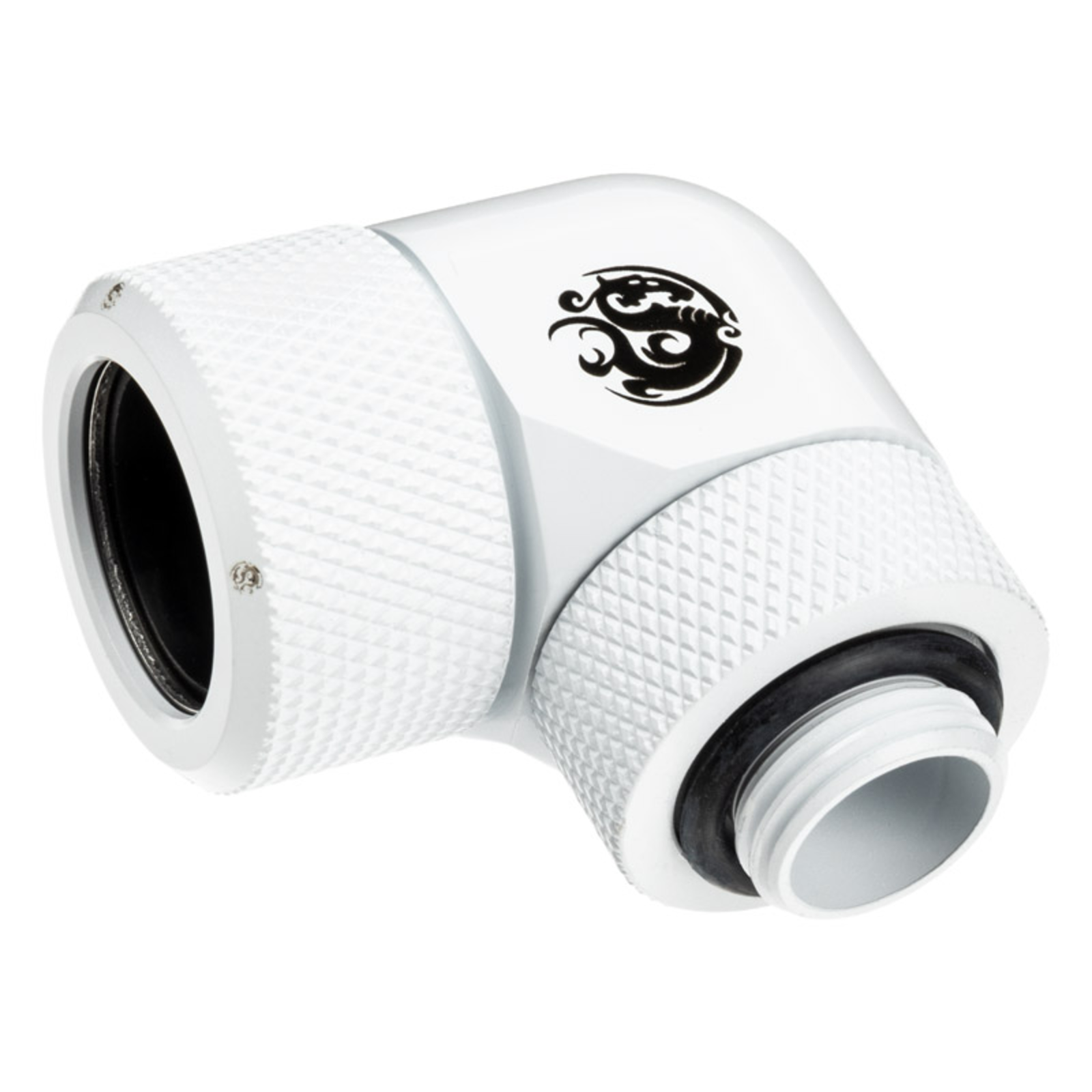 Bitspower Advanced Multi-link Adapter 90 Degree G1/4inch AG to 16mm AD Hardtube redatable White