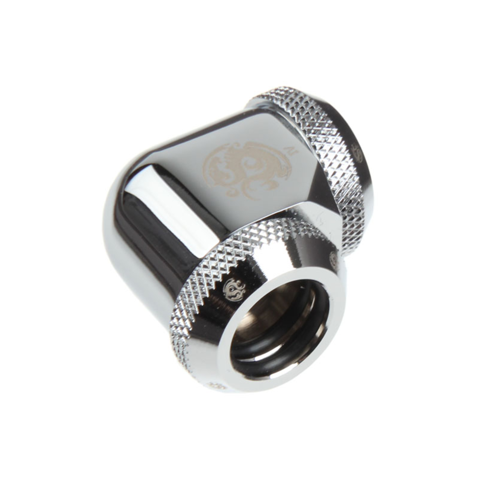 Bitspower Multi-link Adapter 90 Degree 12mm OD to 12mm OD Hardtube Silver Glossy