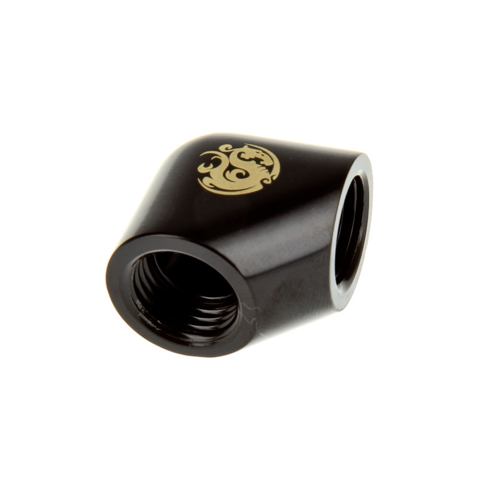 Bitspower Adapter 90 Degrees G1/4 Inch Female Thread to G1/4 Inch Female Thread Black matte