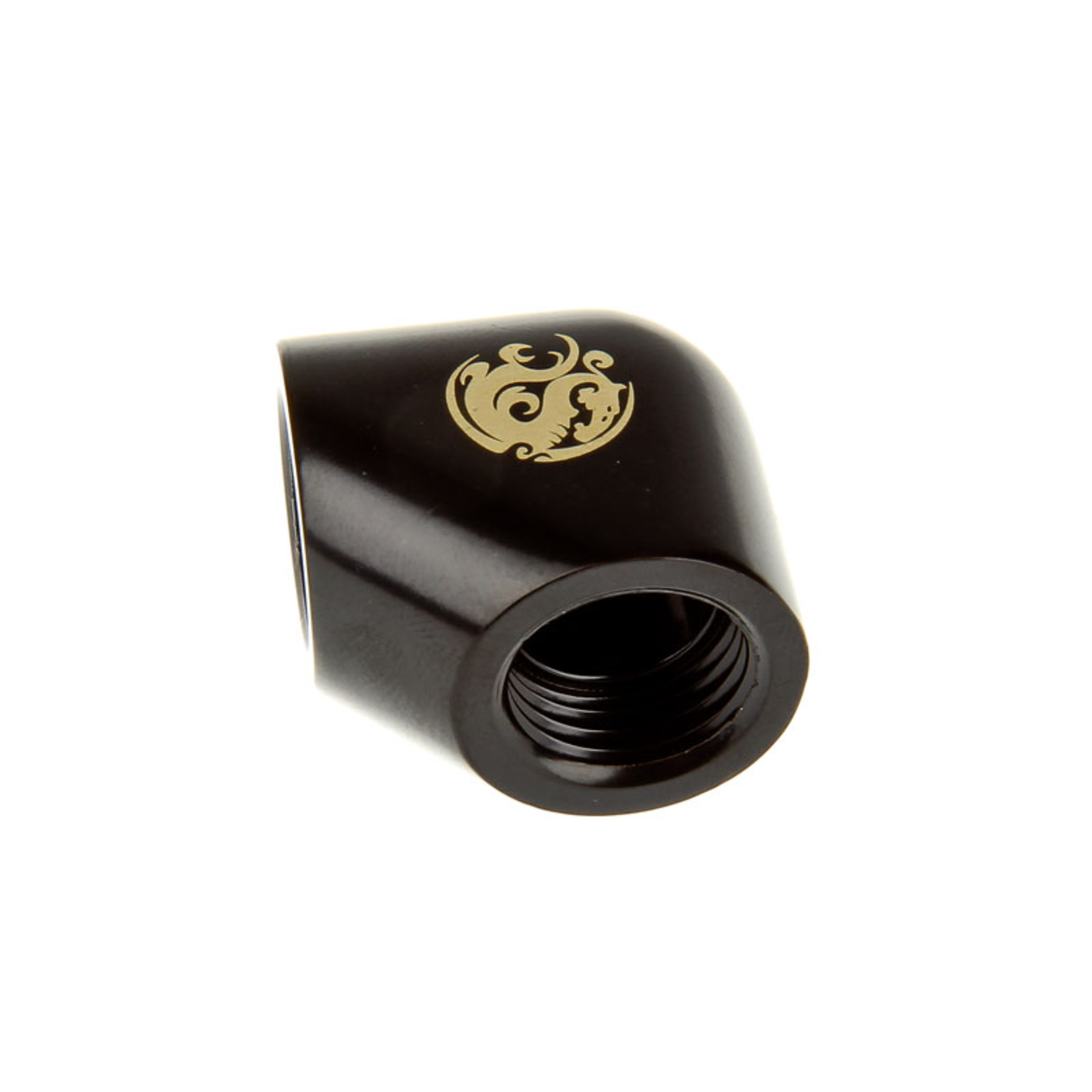 Bitspower Adapter 90 Degrees G1/4 Inch Female Thread to G1/4 Inch Female Thread Black matte