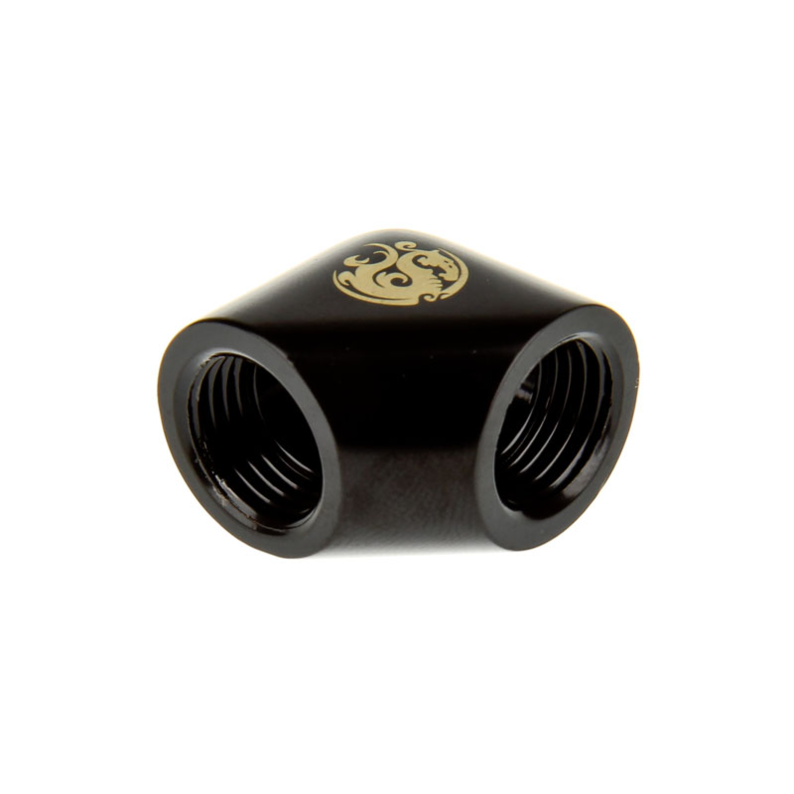 Bitspower Adapter 90 Degrees G1/4 Inch Female Thread to G1/4 Inch Female Thread Black matte