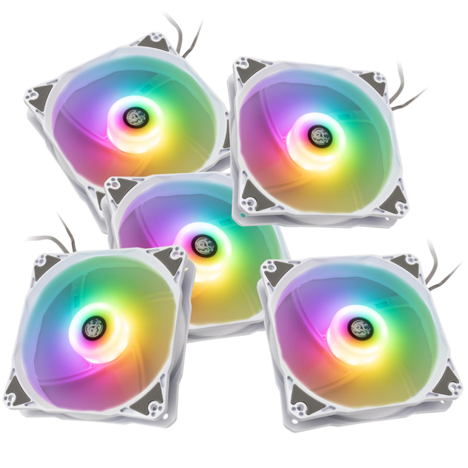 Bitspower Notos RGB PWM Fan 120mm White 5-pack