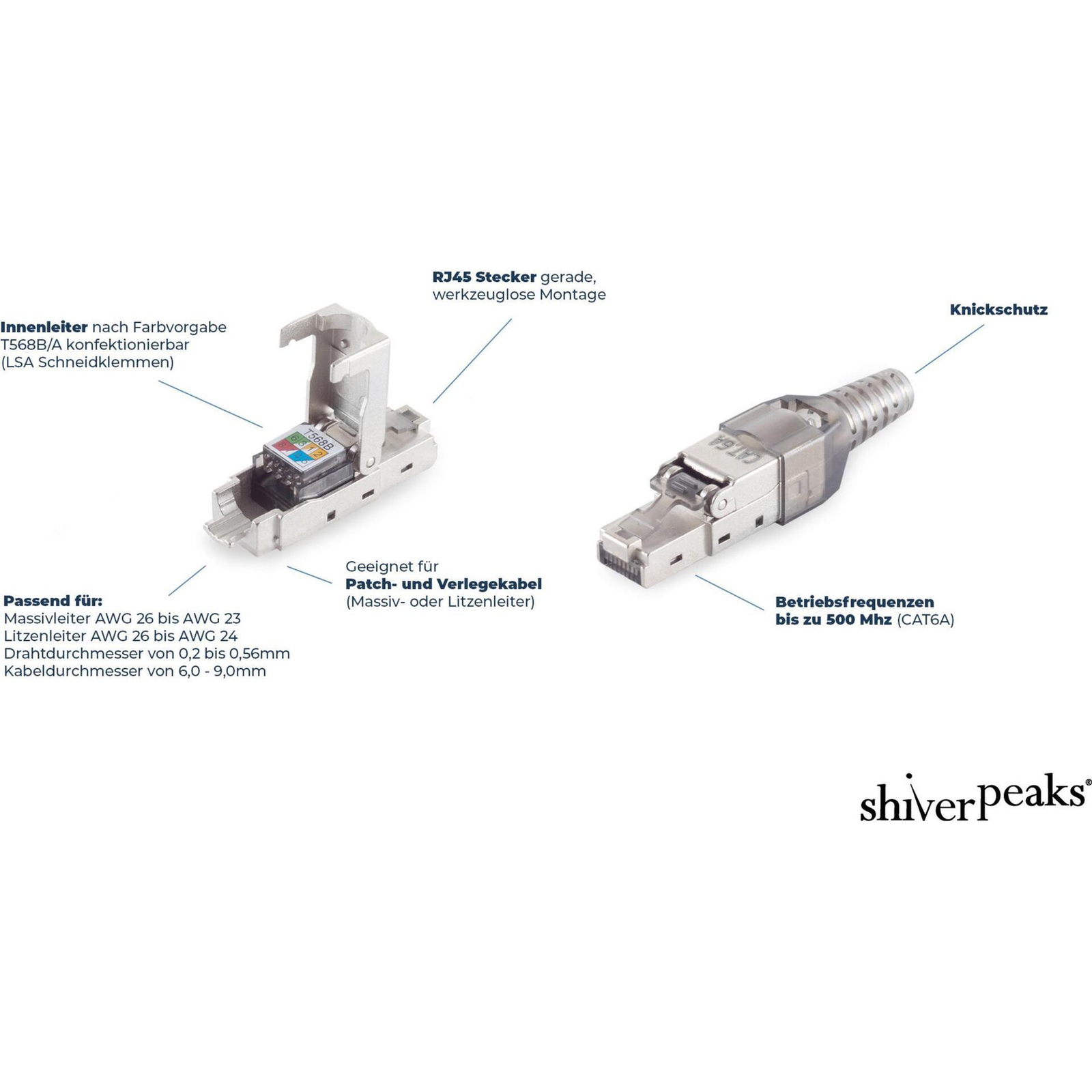 ShiverPeaks Cat.6A Cable Connector Double Socket RJ45 BS08-01041