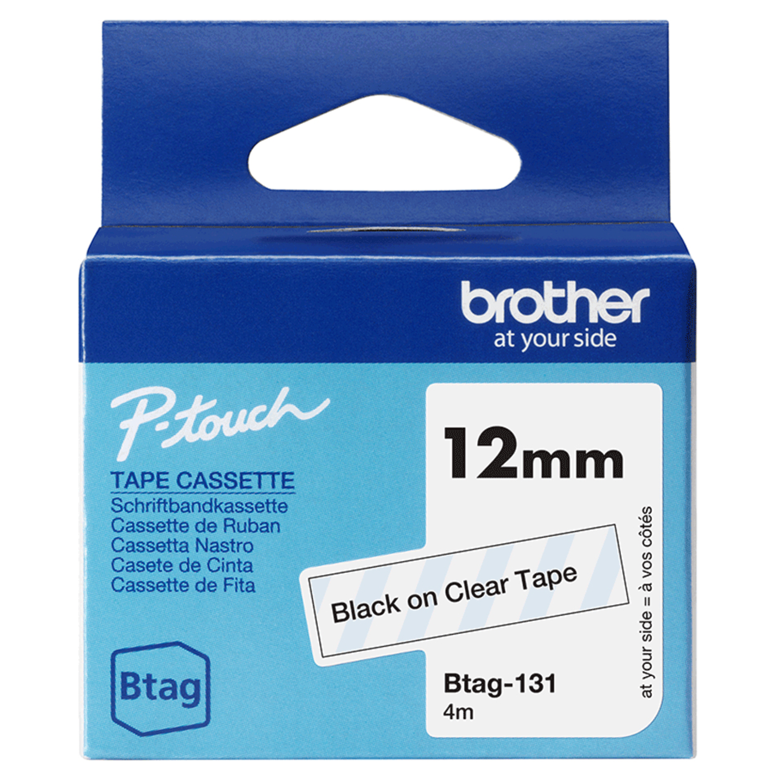 Bredher Lettering Tape BTAG-131 Black on transparent 12 Mm X 4 M