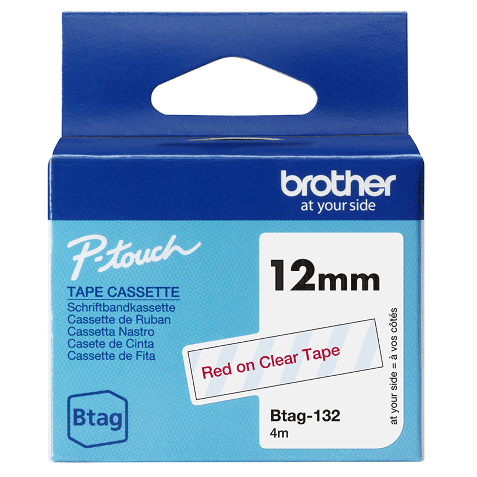 Bredher Lettering Tape BTAG-132 Red on transparent 12 Mm X 4 M