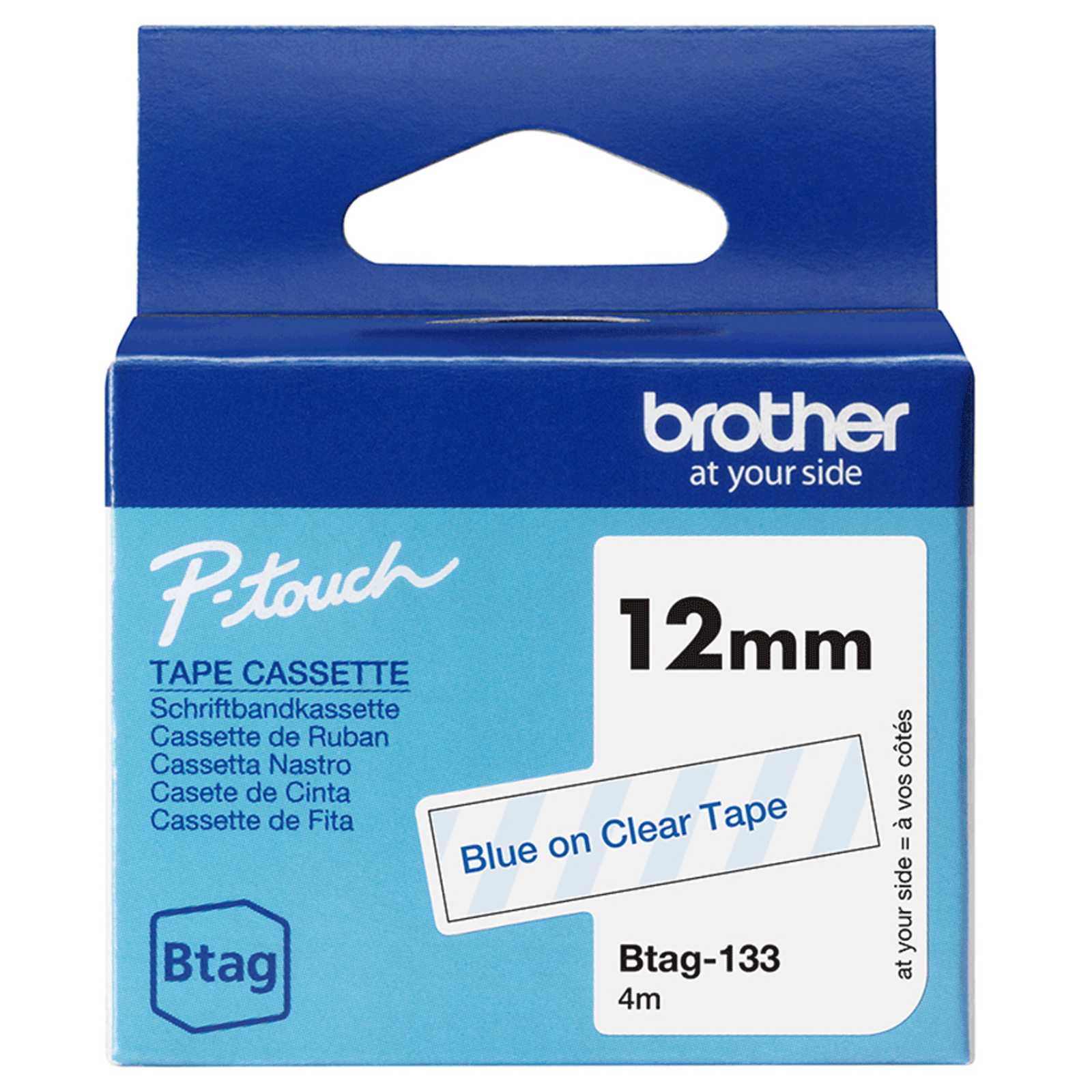 Bredher Label Tape BTAG-133 Blue on transparent 12 Mm X 4 M