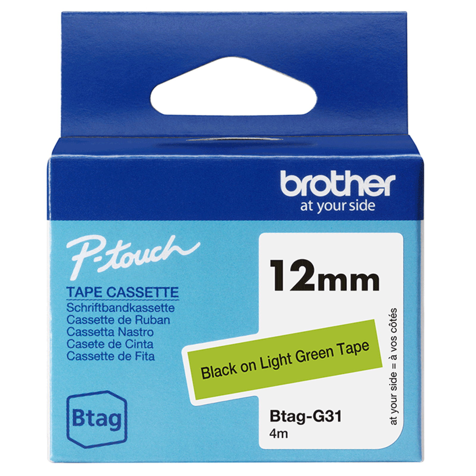 Bredher Lettering Tape BTAG-G31 Black on Light Green 12 Mm X 4 M
