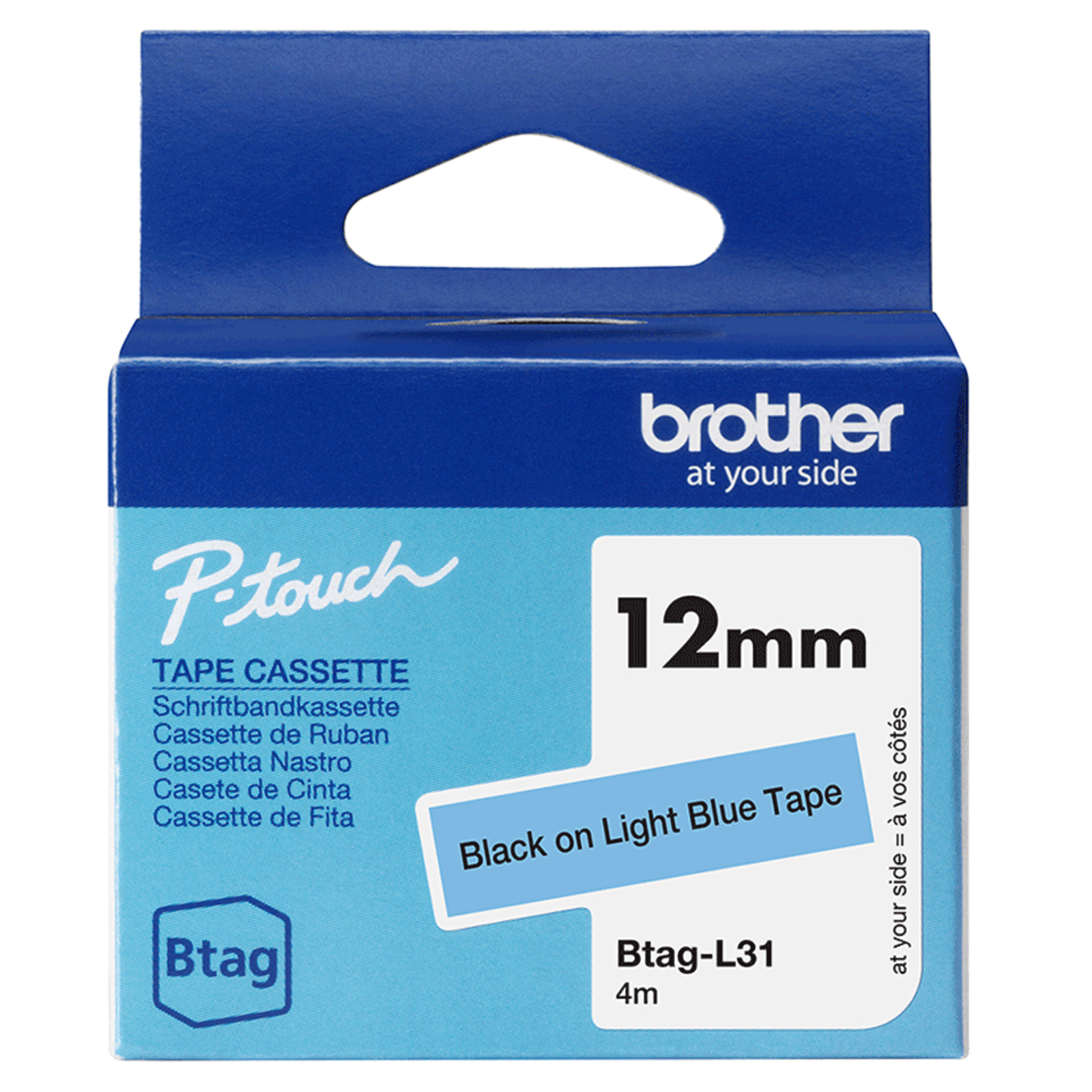 Bredher Lettering Tape BTAG-L31 Black on Light Blue 12 Mm X 4 M Black