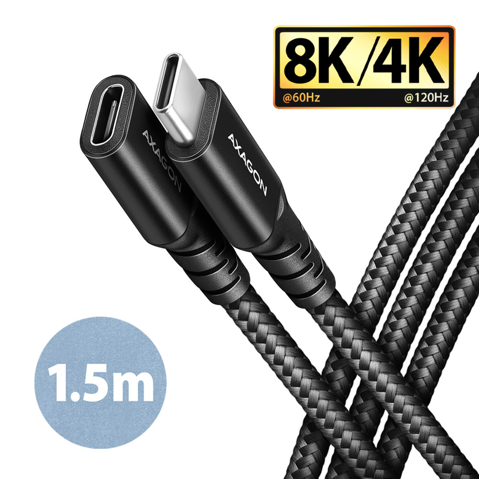 Axagon Extension Cable USB-C to USB-C 3.2 Gen 2 1.5 M 20 Gbps Aluminium