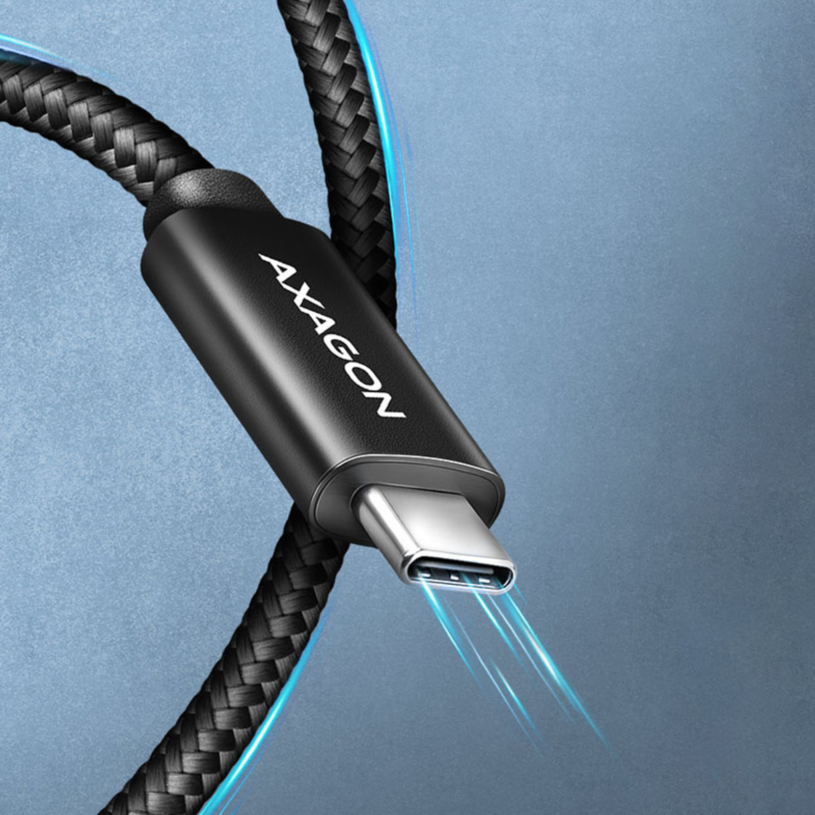 Axagon BUCM4X-CM10AB USB-C to USB-C Cable USB4 Gen 3A-2 1 M PD 240W 8K HD ALU Braided Black