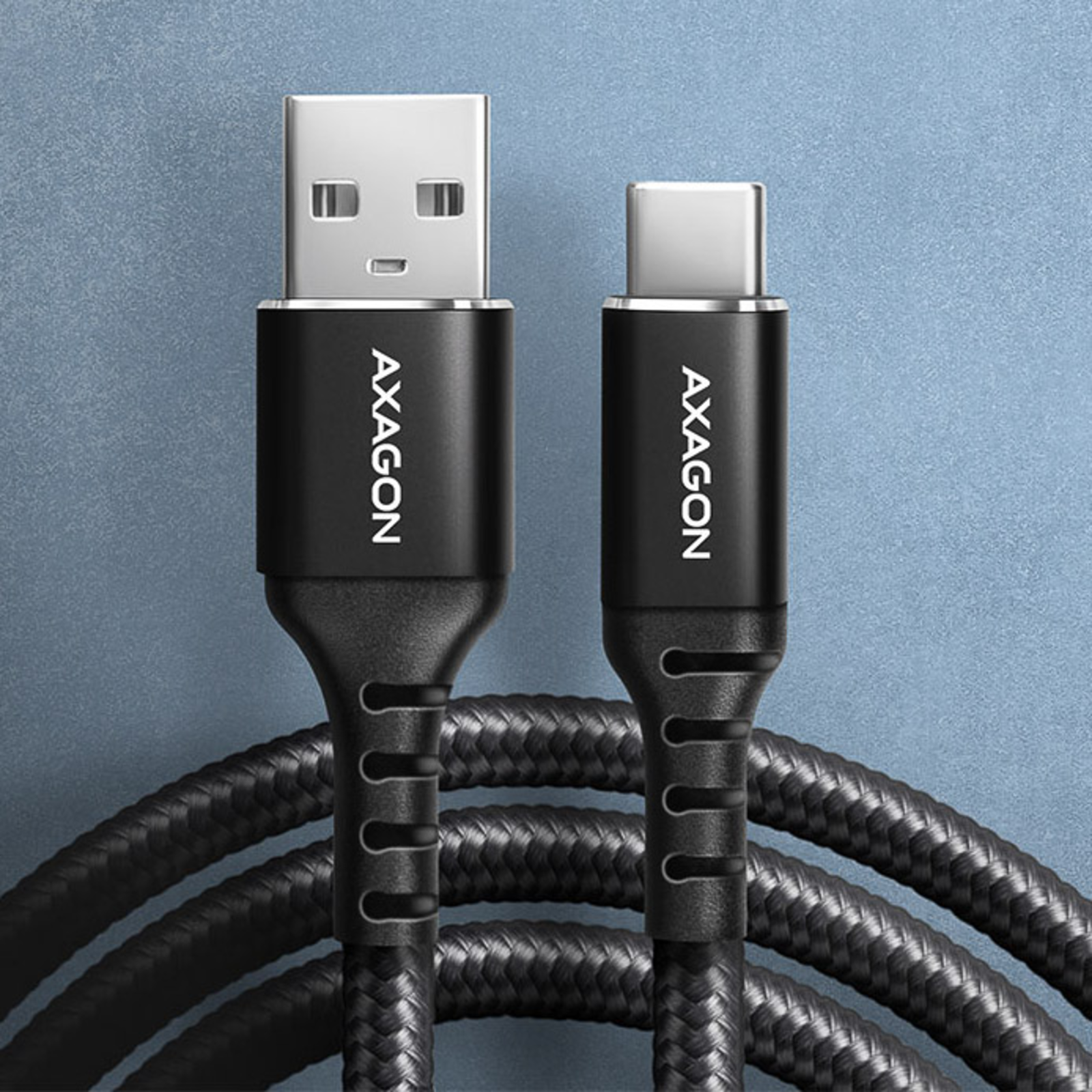 Axagon BUCM-AM20AB USB-C to USB-A Cable 2 M USB 2.0 3A Braided Black