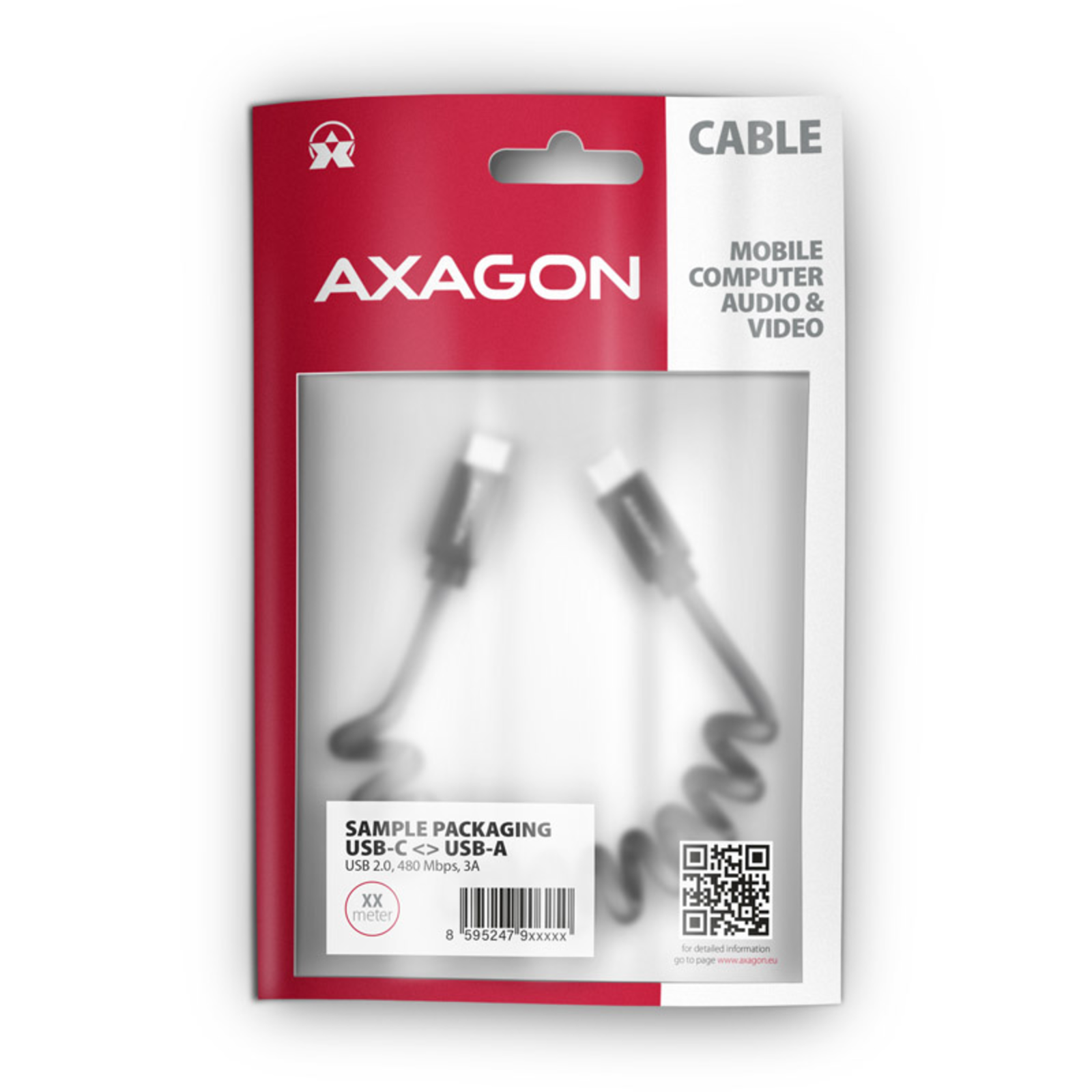 Axagon BUCM-CM10TB Twister Cable USB-C to USB-C 2.0 Black 0.6m
