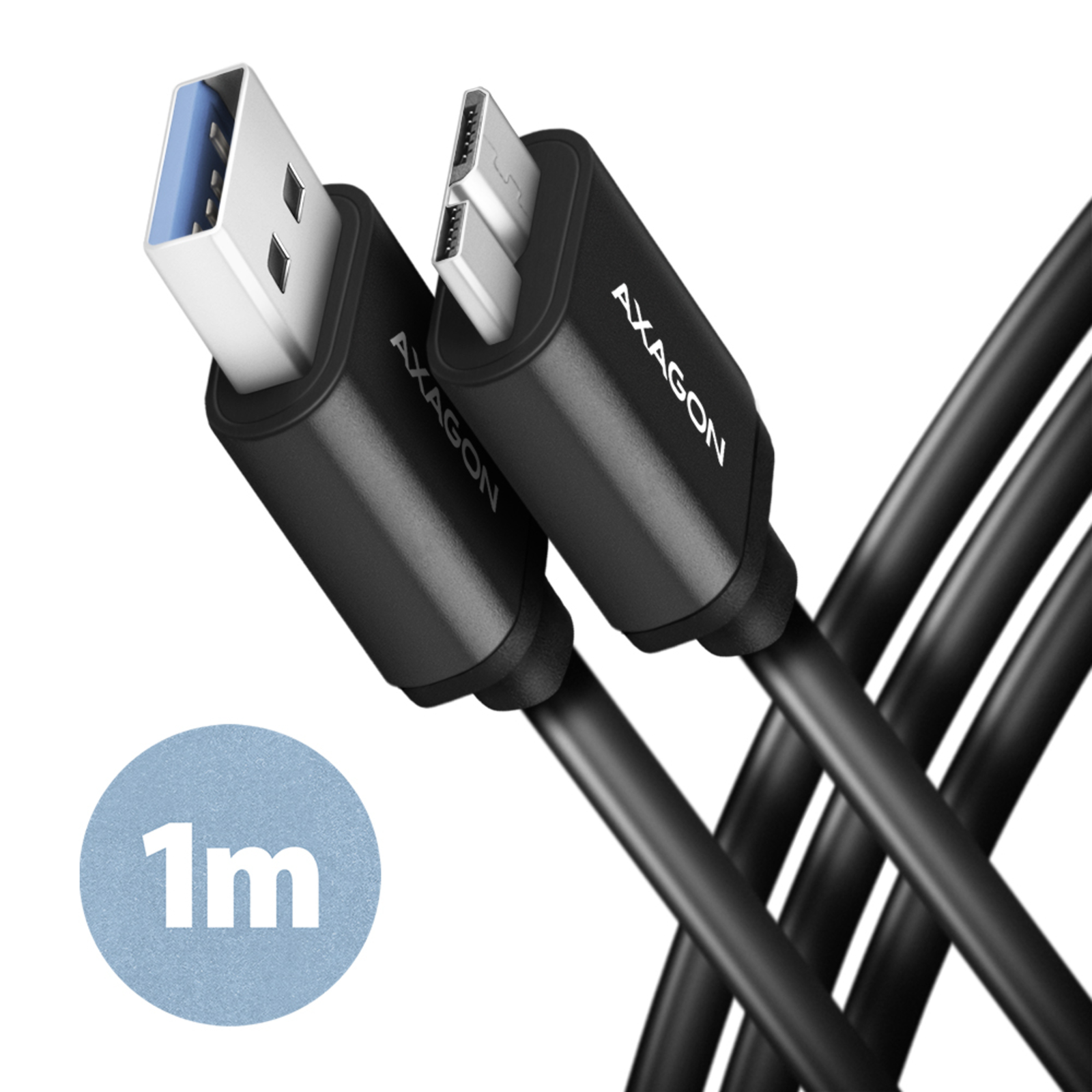 Axagon BUMM3-AM10AB Micro-B USB to USB-A 3.2 Gen 1 Cable Black 1m