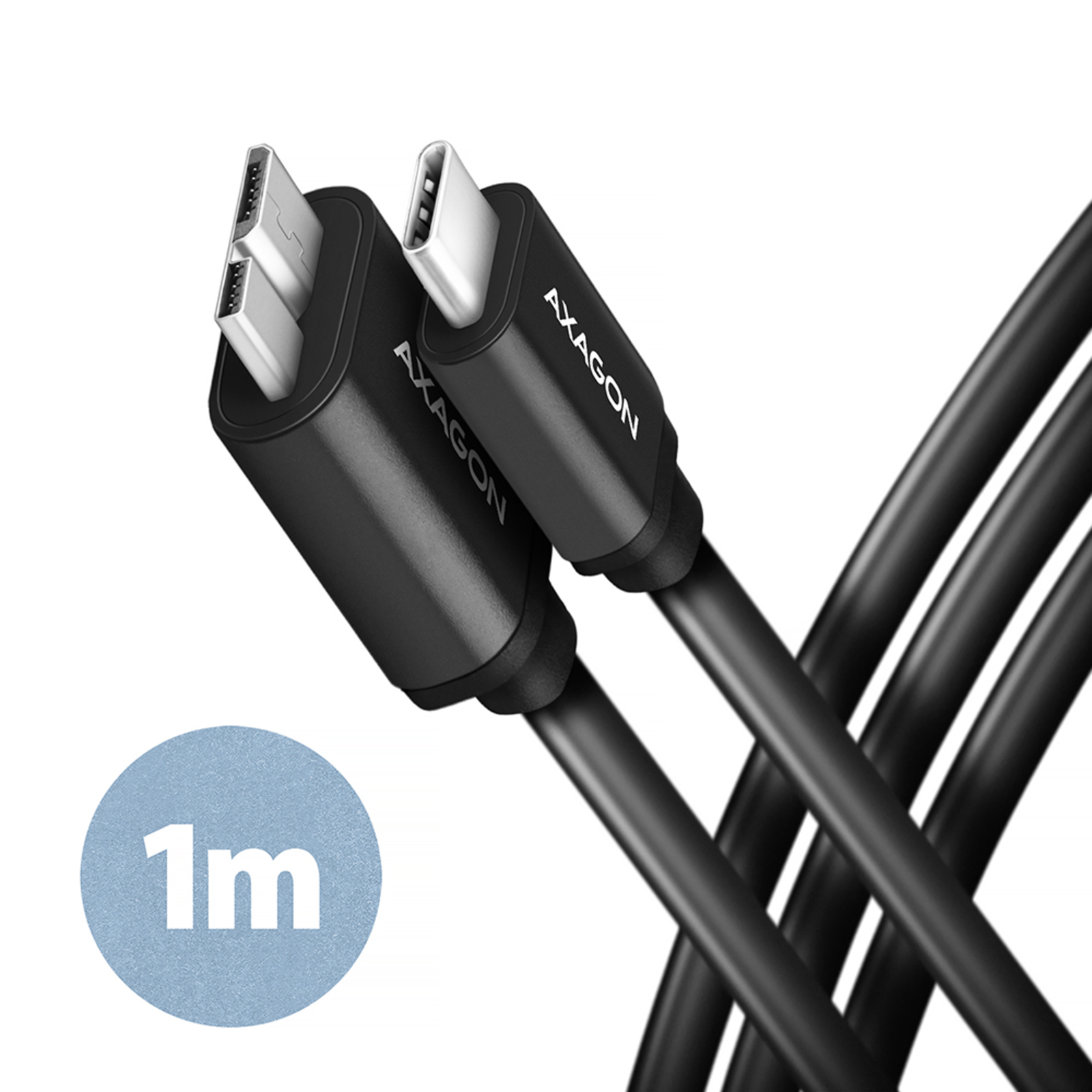 Axagon BUMM3-CM10AB Micro-B USB to USB-C 3.2 Gen 1 Cable Black 1m