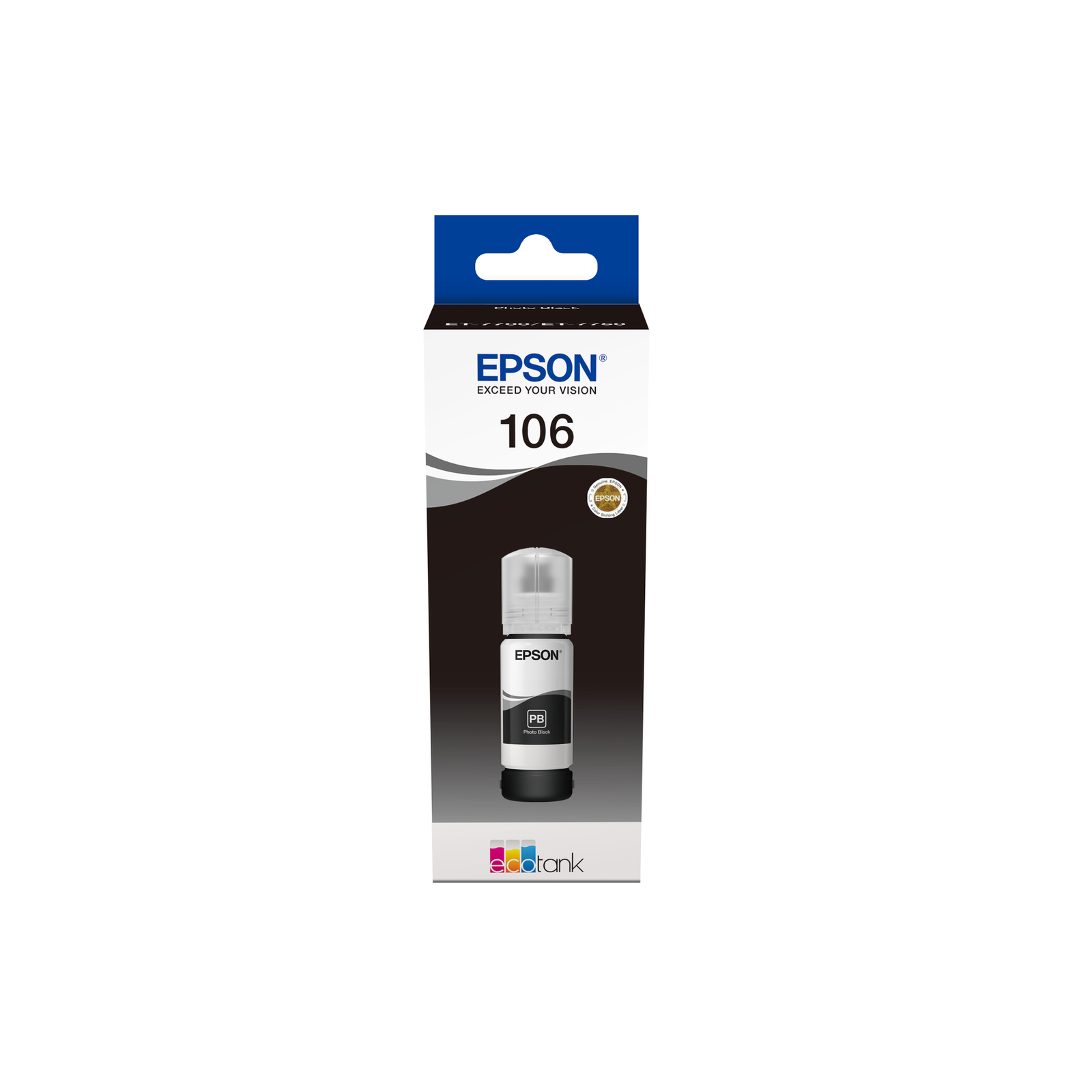 Epson 106 70 Ml Photo Black Original Black Ink Container EcoTank ET-7700. ET-7750. L7160. L7180.