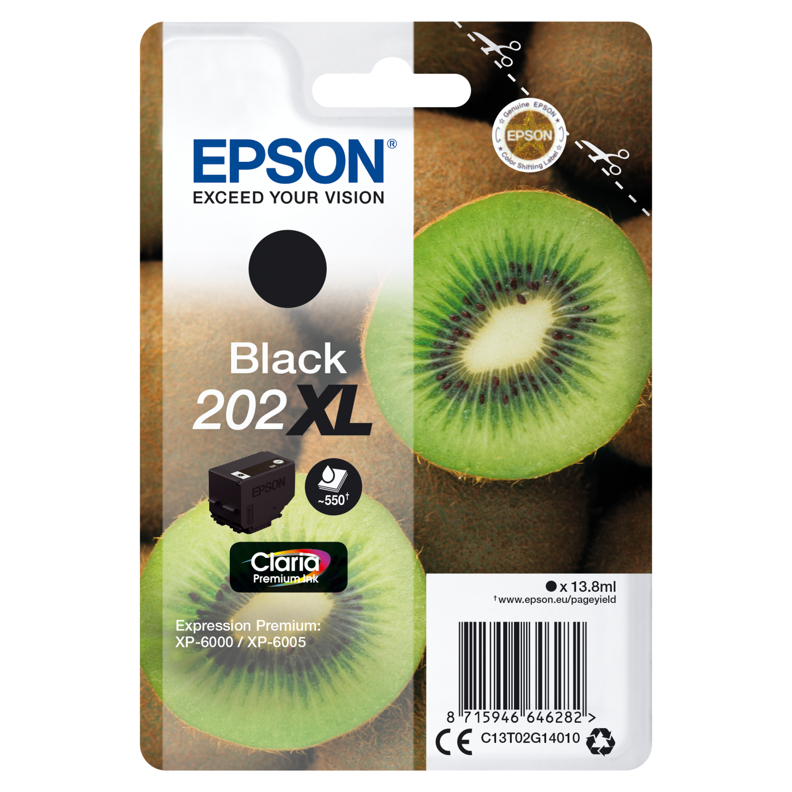 Epson 202XL Black 550 Pages Ink C13T02G14010