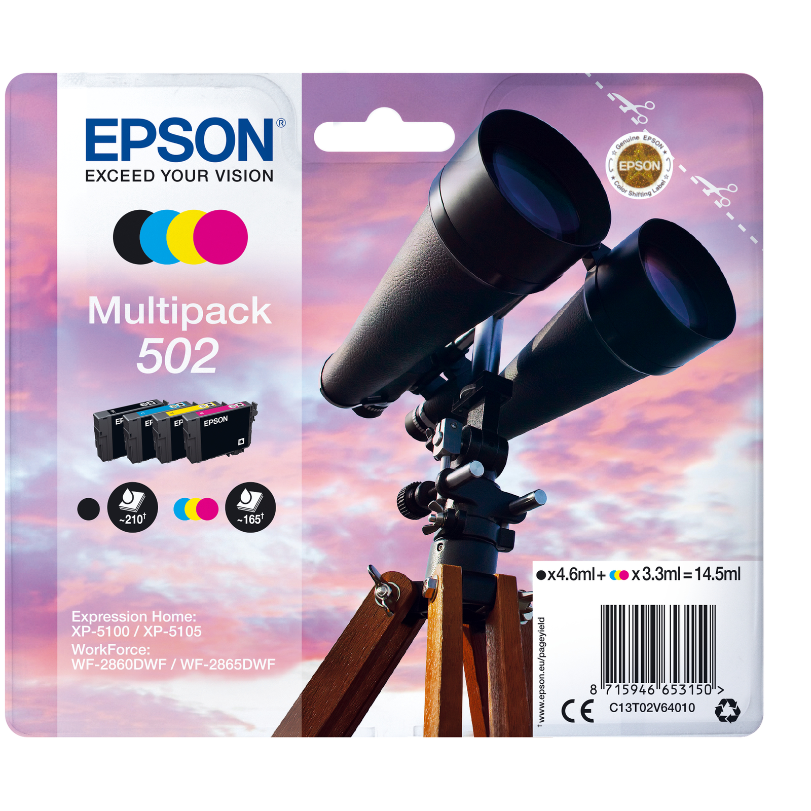 Epson Ink CMYK (4) 4x 502 C13T02V64020