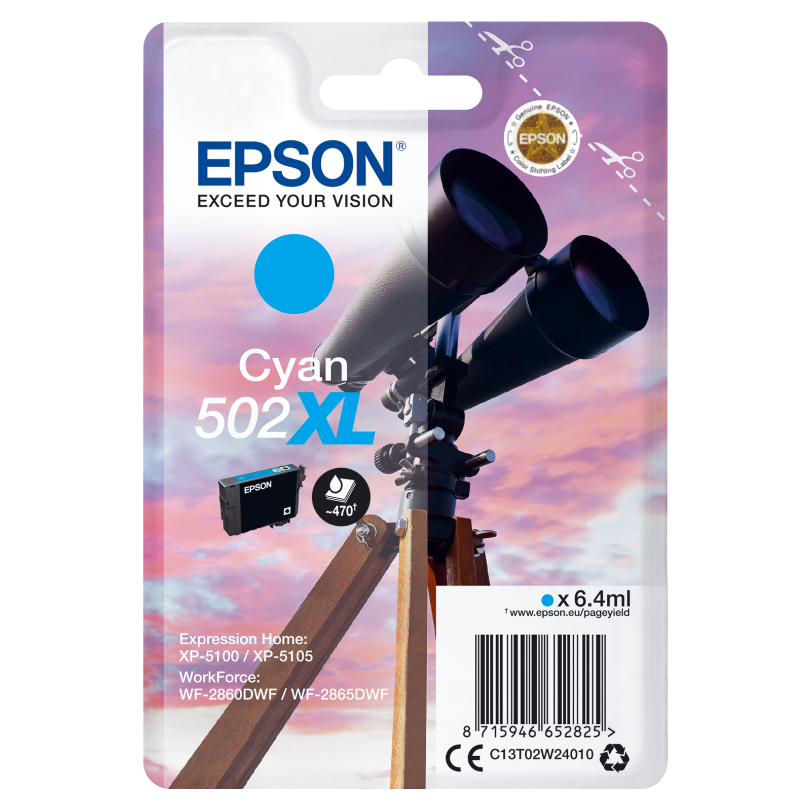 Epson 502XL 6.4 Ml High Capacity cyan Original Blister with RF Acoustic And