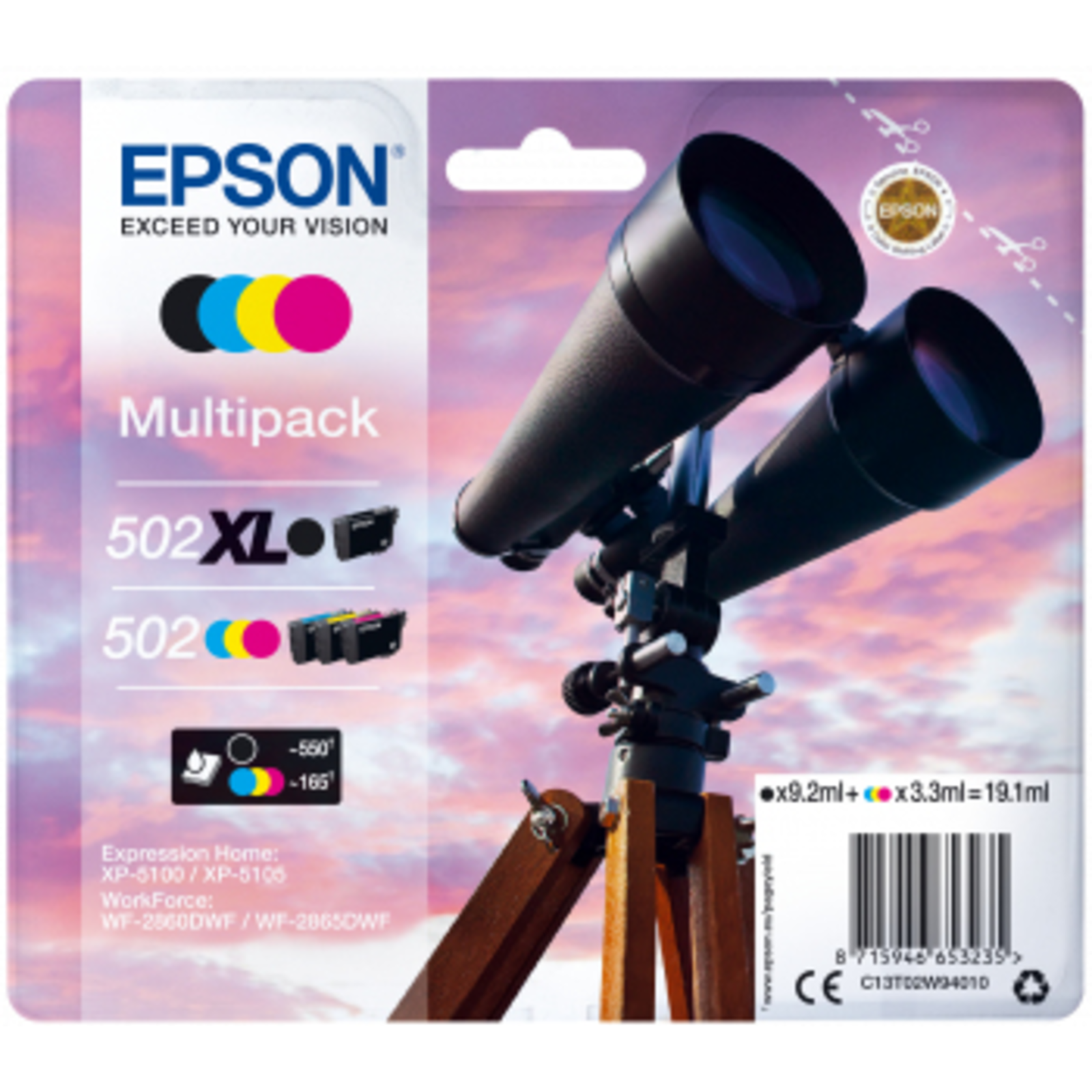 Epson 502/502XL Multipack Black Yellow cyan magenta