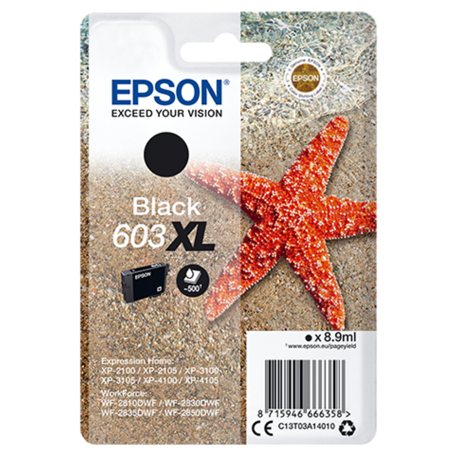 Epson 603XL Black 500 Pages Ink C13T03A14010