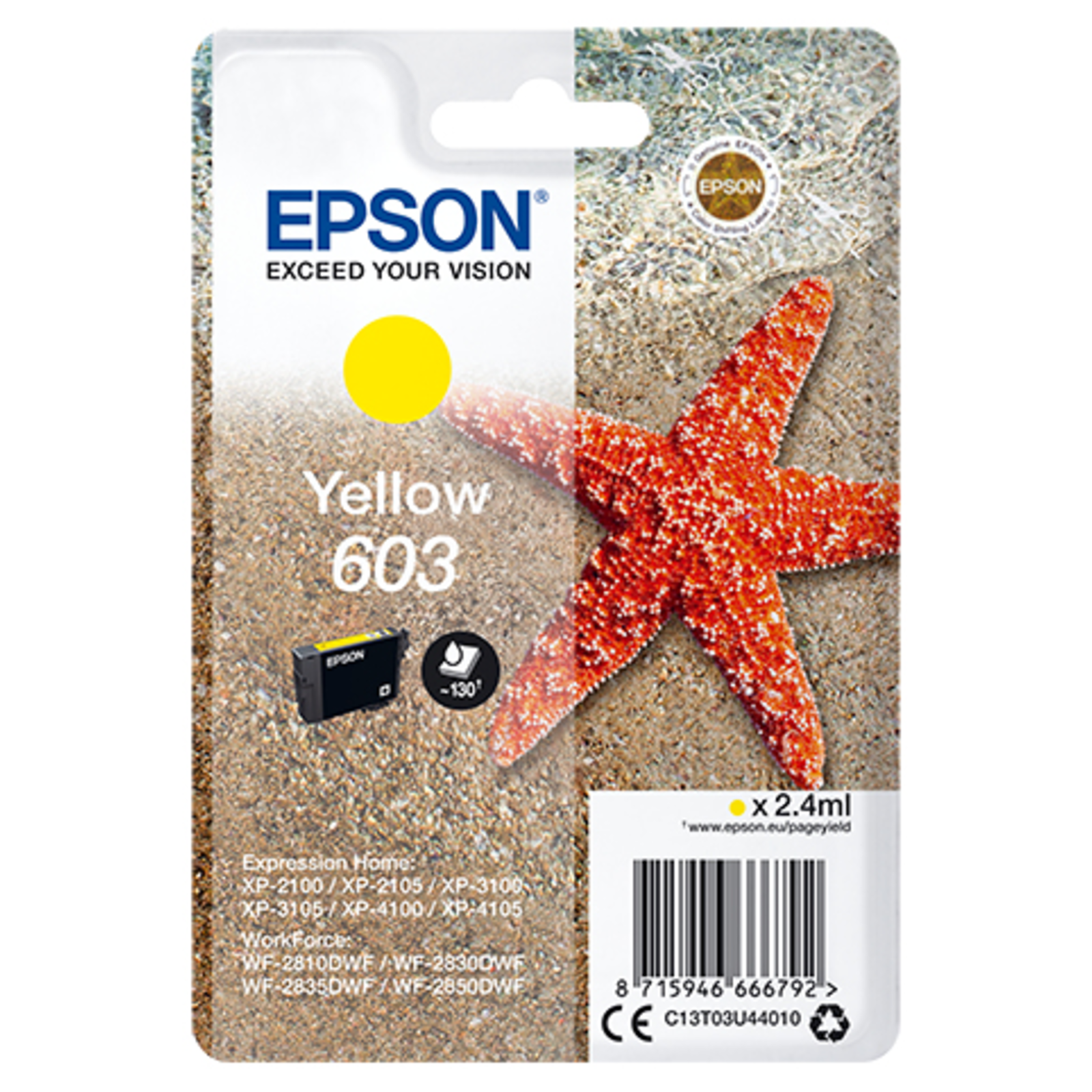 Epson 603 2.4 Ml Yellow Original Blister Pack