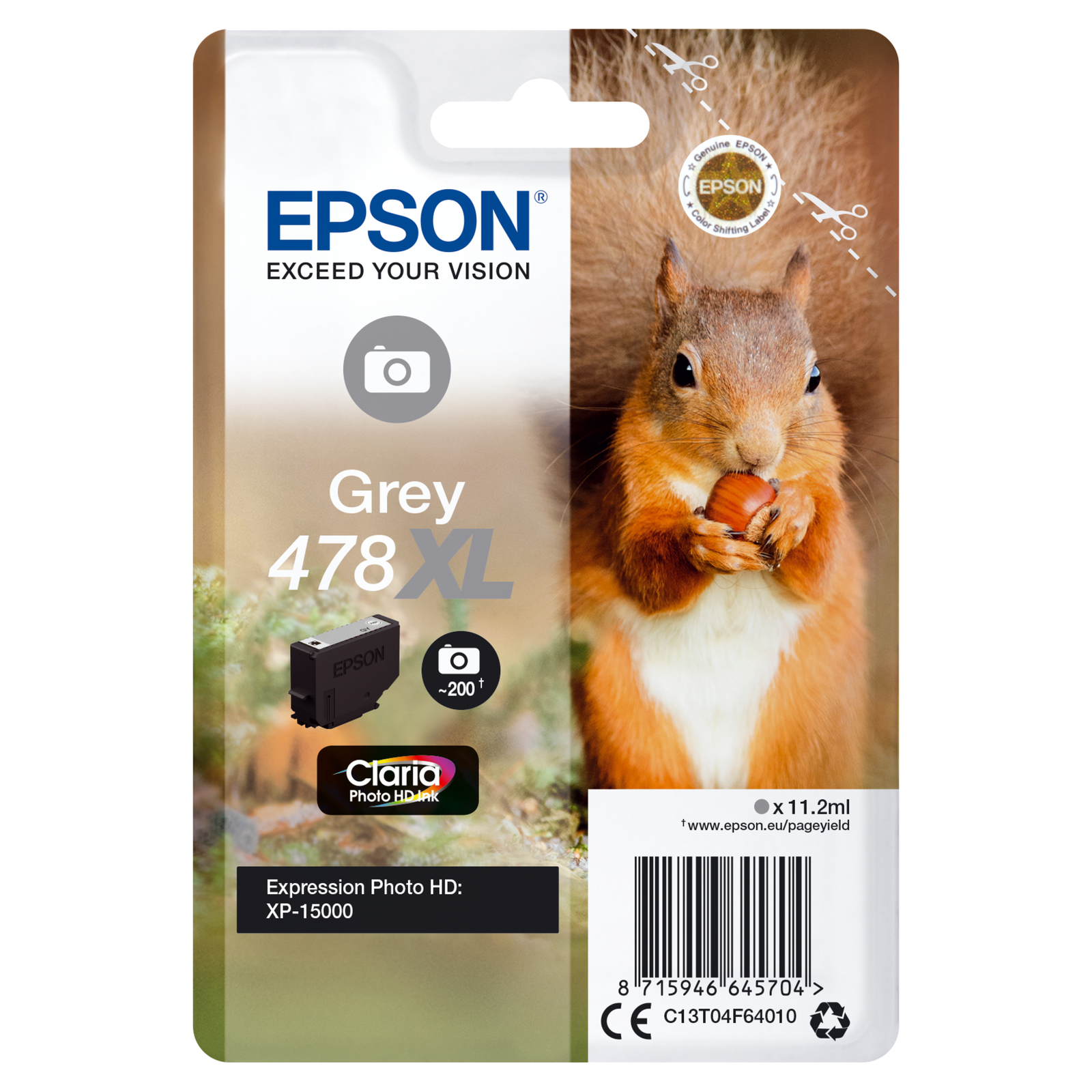 Epson 478XL Grey 200 Pages Ink C13T04F64010