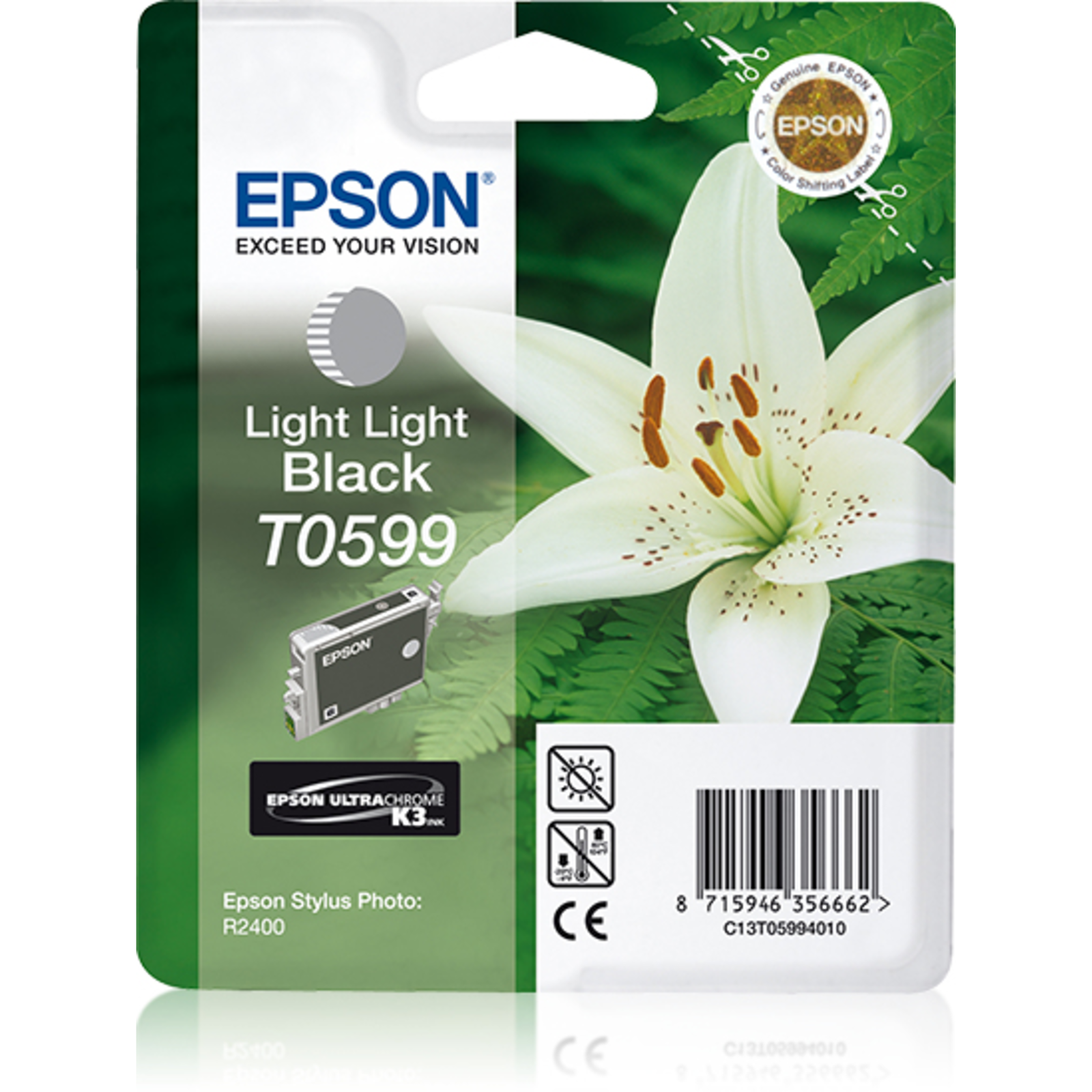 Epson T0599 Light Light Black Original Blister Pack Ink Cartridge for Stylus Photo R2400