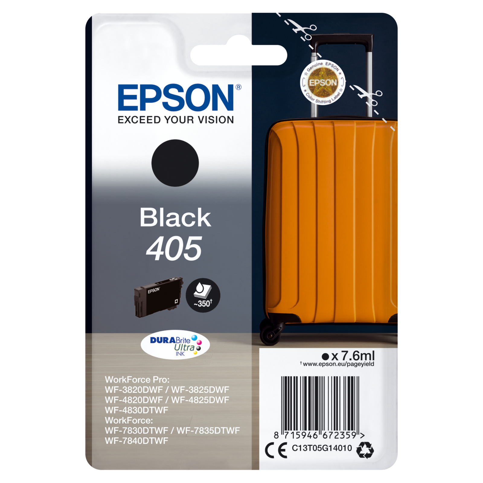 Epson Singlepack Black 405 DURABrite Ultra Ink Standard Yield 7.6 Ml 1 Pc