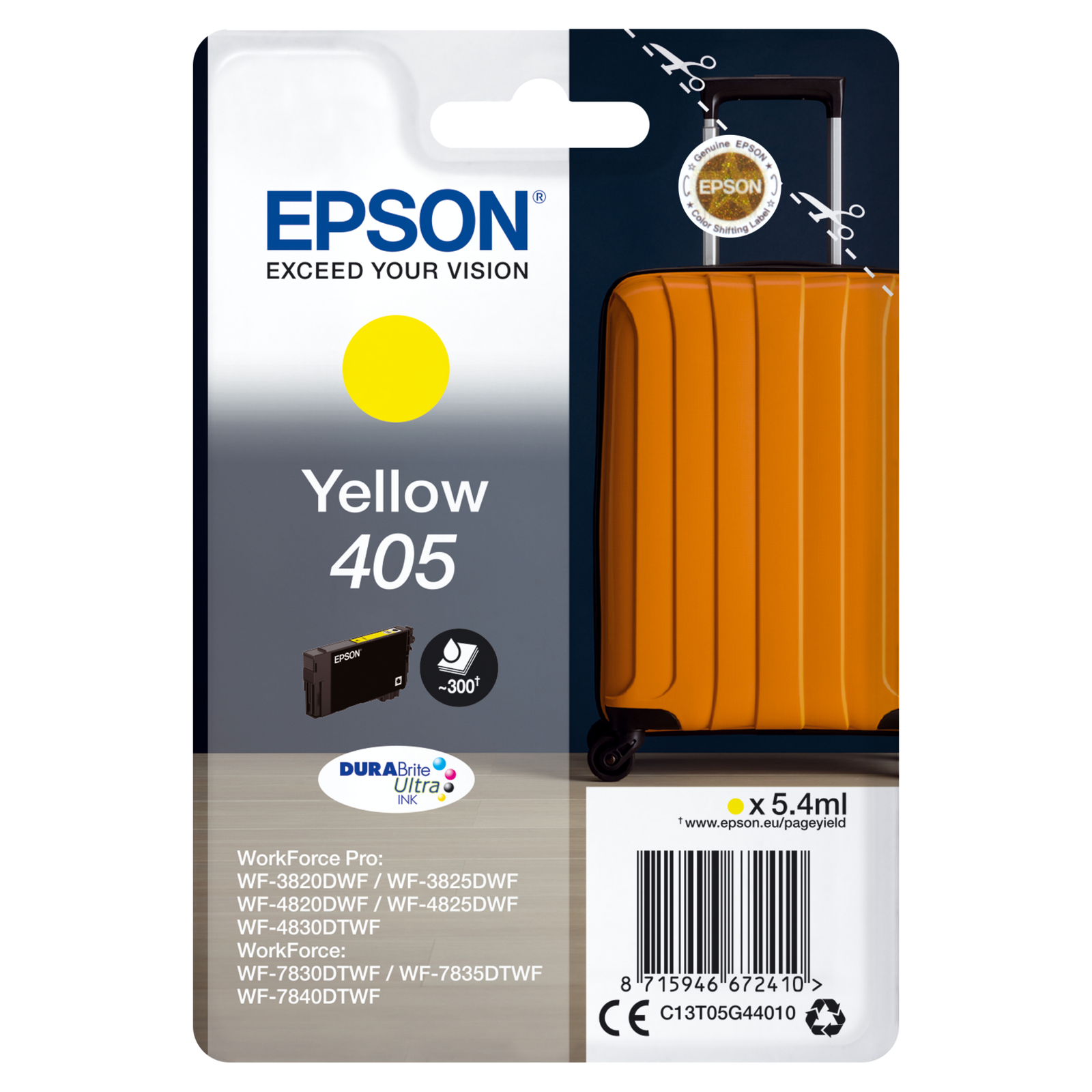 Epson 405 5.4 Ml Yellow Original Ink Cartridge WorkForce WF-7310 7830 7835 7840 WorkForce Pro WF-3