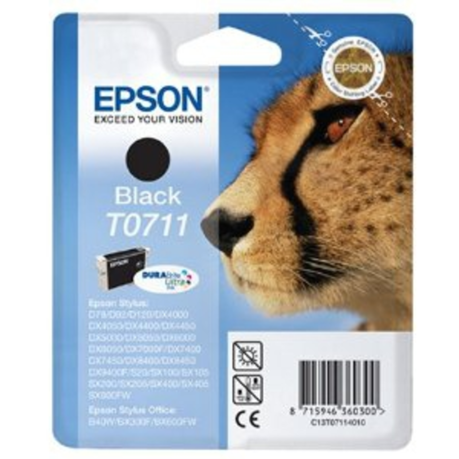 Epson T0711 Black Original Ink Cartridge Black 245 P. 7.40 Ml