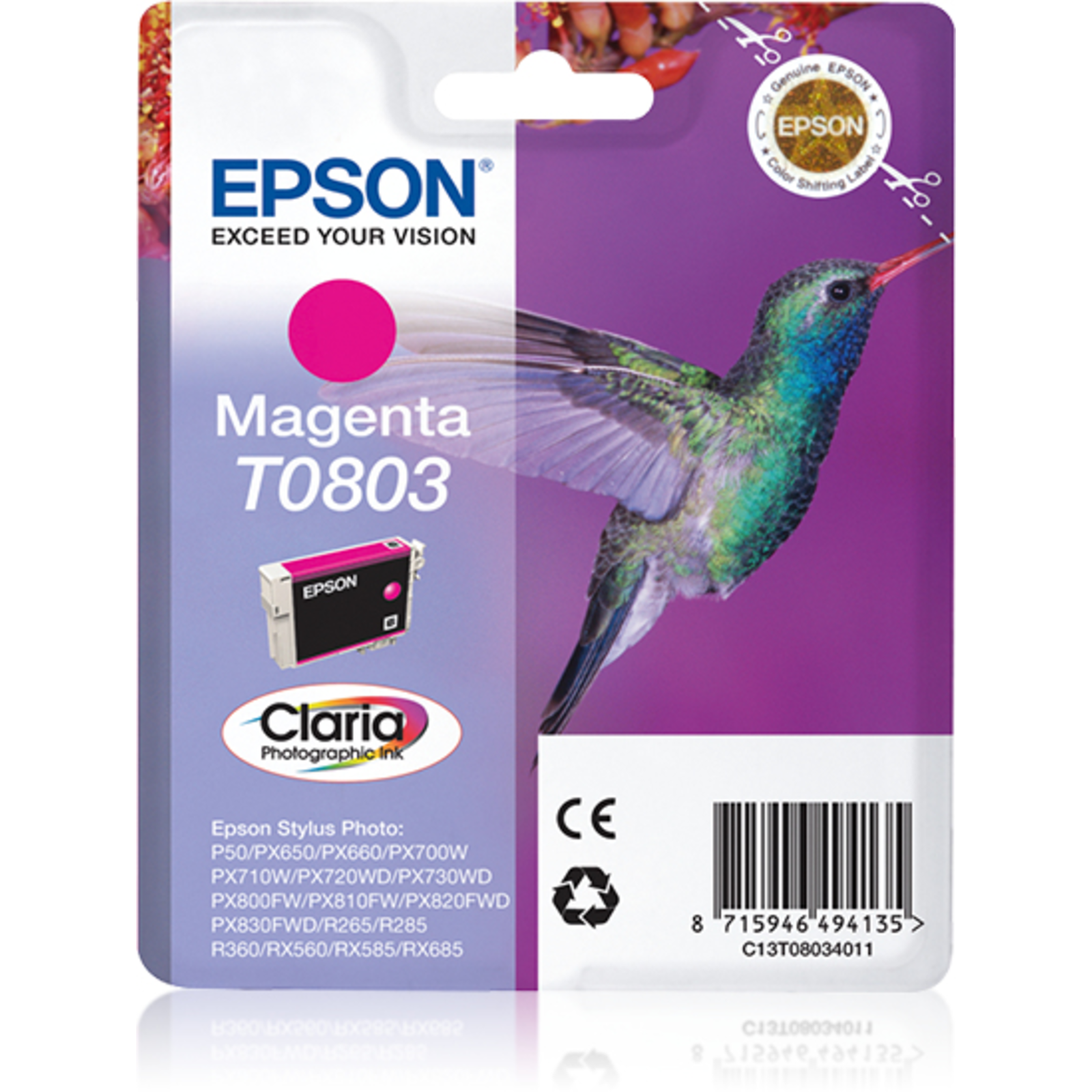 Epson T0803 magenta Original Blister with RF Audible Alarm Ink Cartr