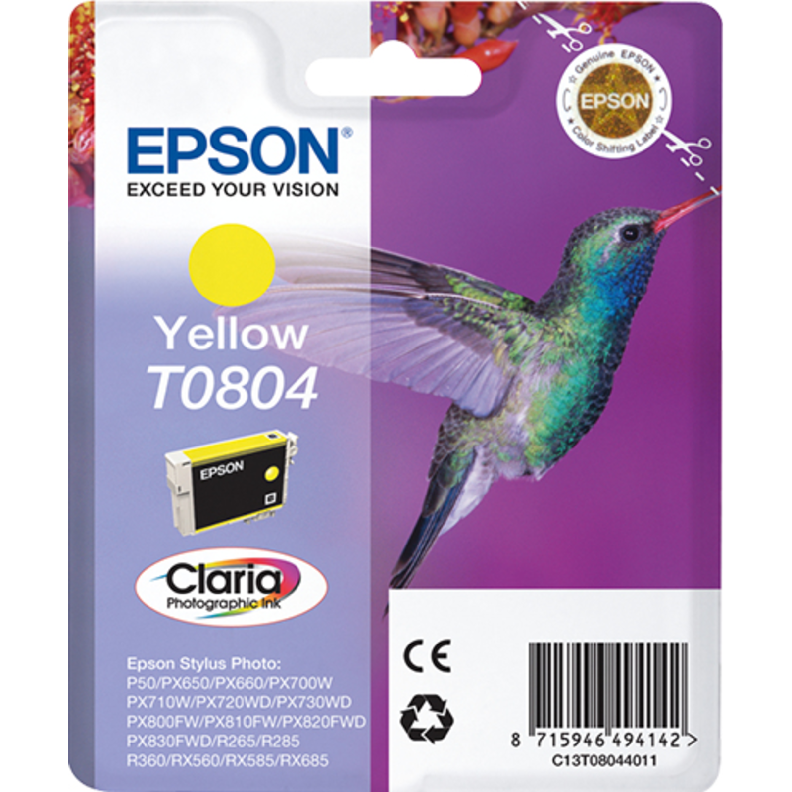 Epson Ink T0804 Yellow Claria Photographic