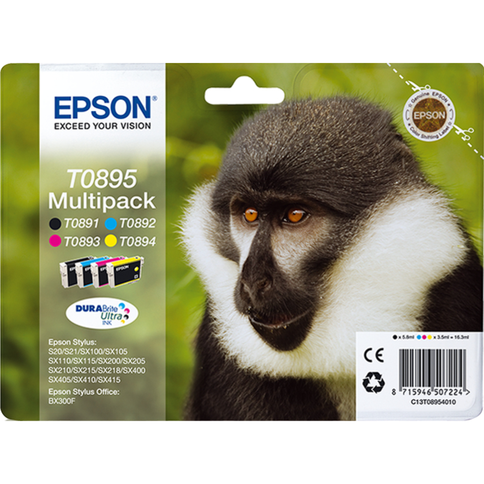 Epson T0895 Multipack 4-pack Black Yellow cyan magenta