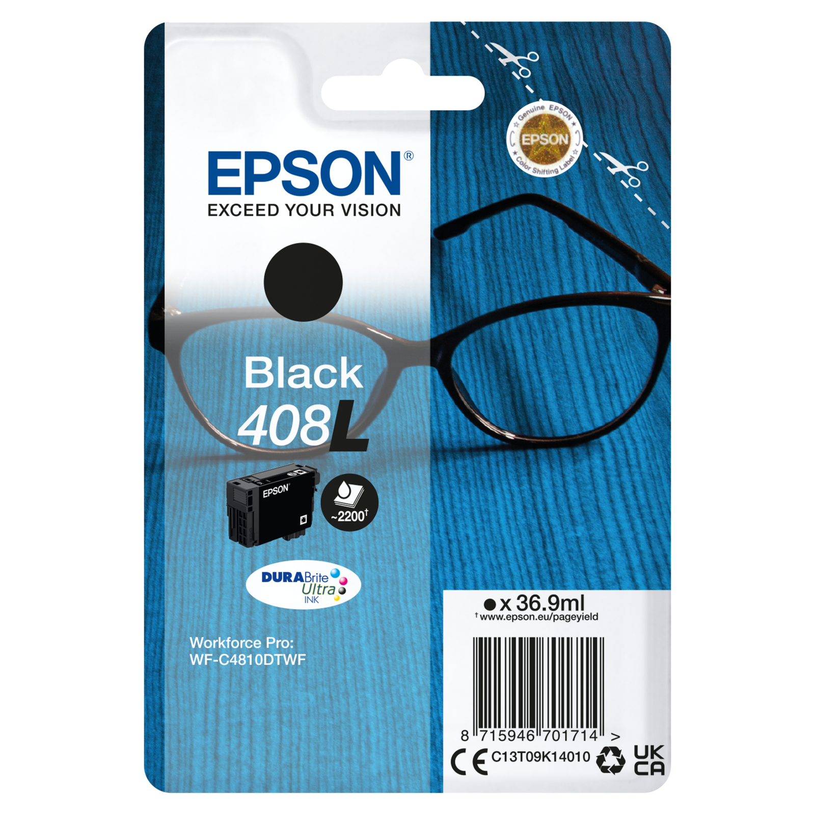 Epson 408L 36.9 Ml Extra High Capacity Black Original Blister Pack Ink Cartridge WorkForce Pro