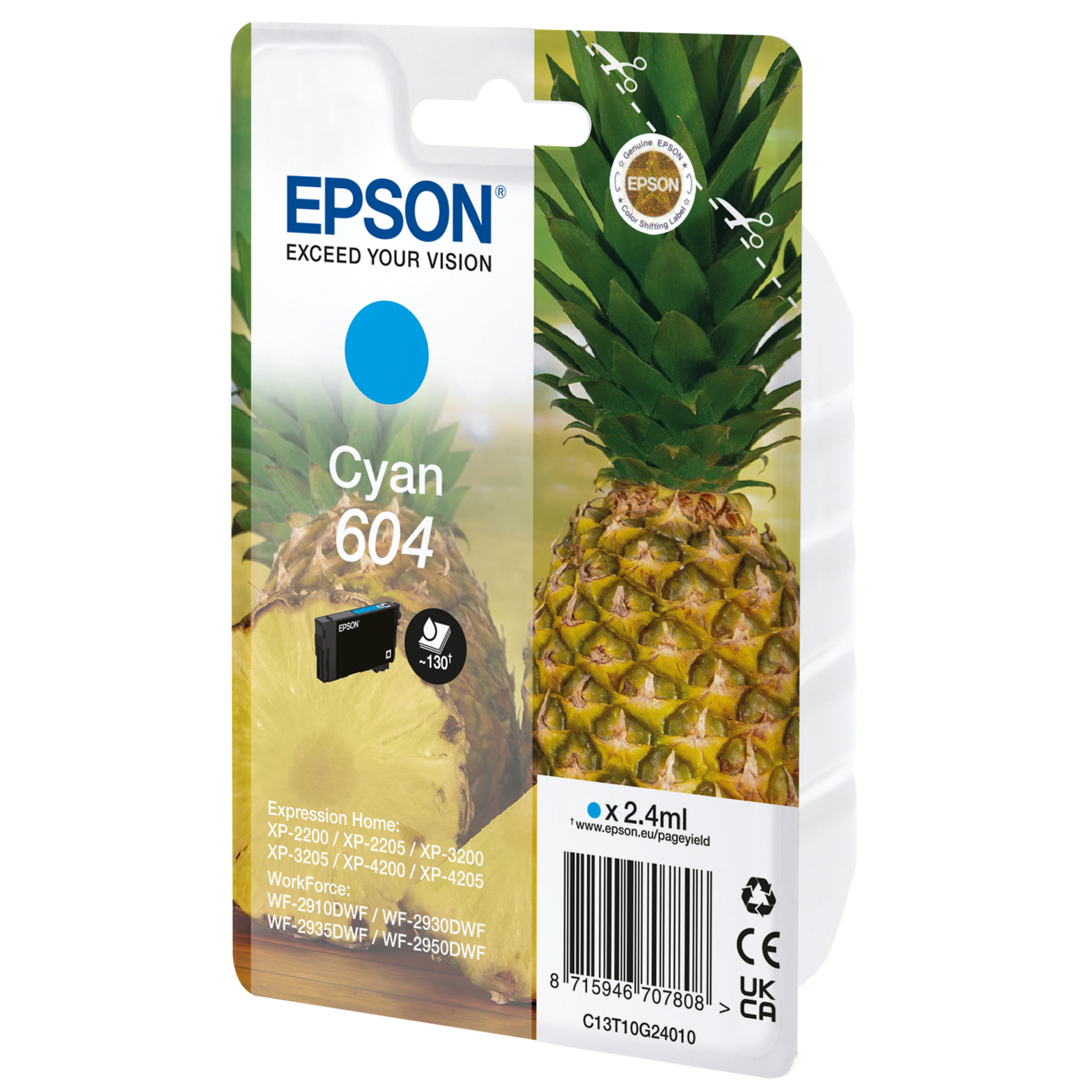 Epson 604 2.4 Ml cyan Original Blister with RF Acoustic Alarm Signal