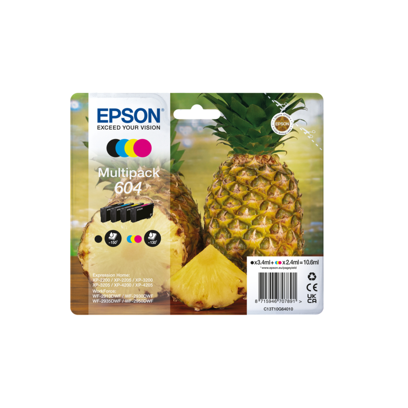 Epson 604 Multipack Black Yellow cyan magenta Ink C13T10G64010