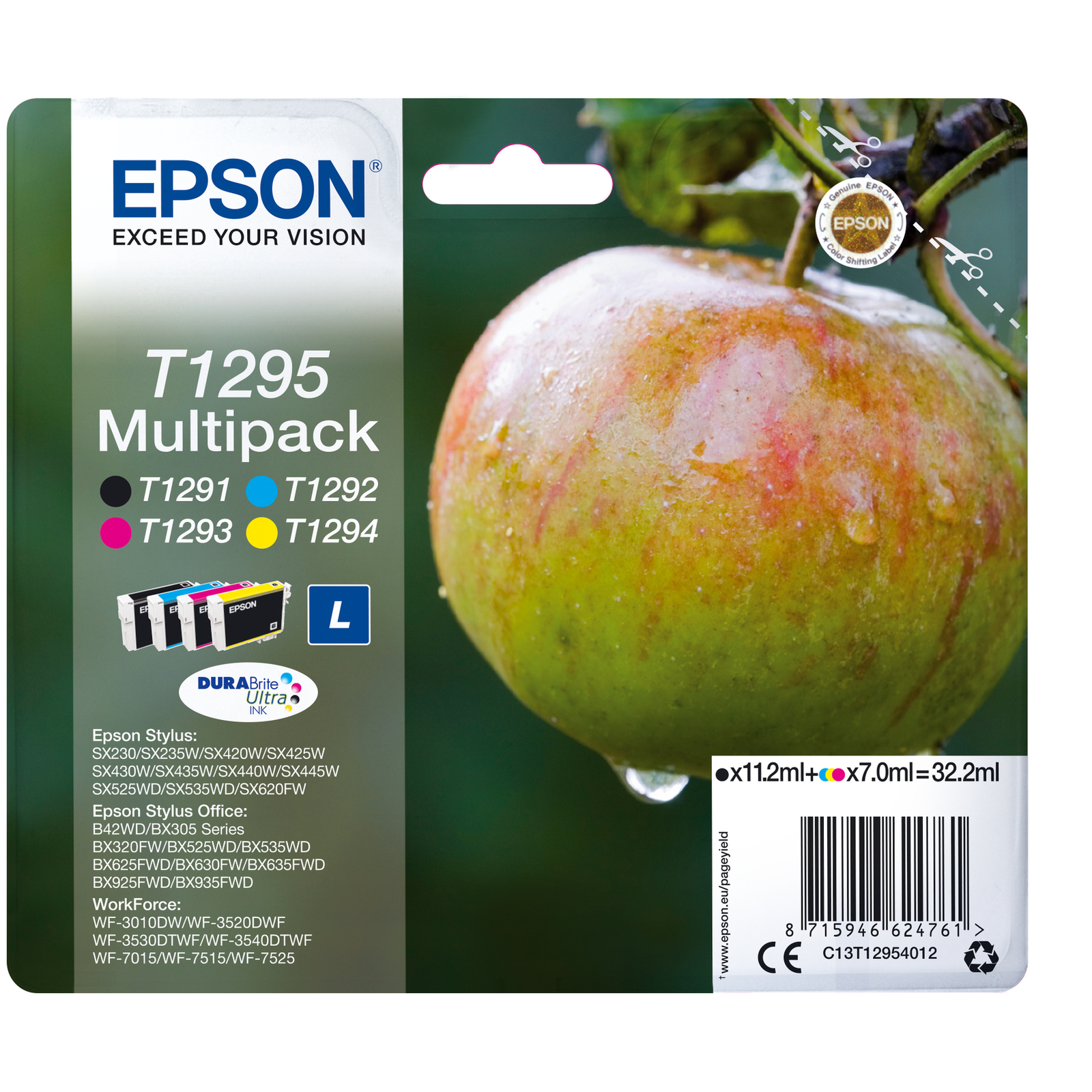 Apple Multipack 4-colours T1295 DURABrite Ultra Ink 11.2 Ml 7 Ml Multipack