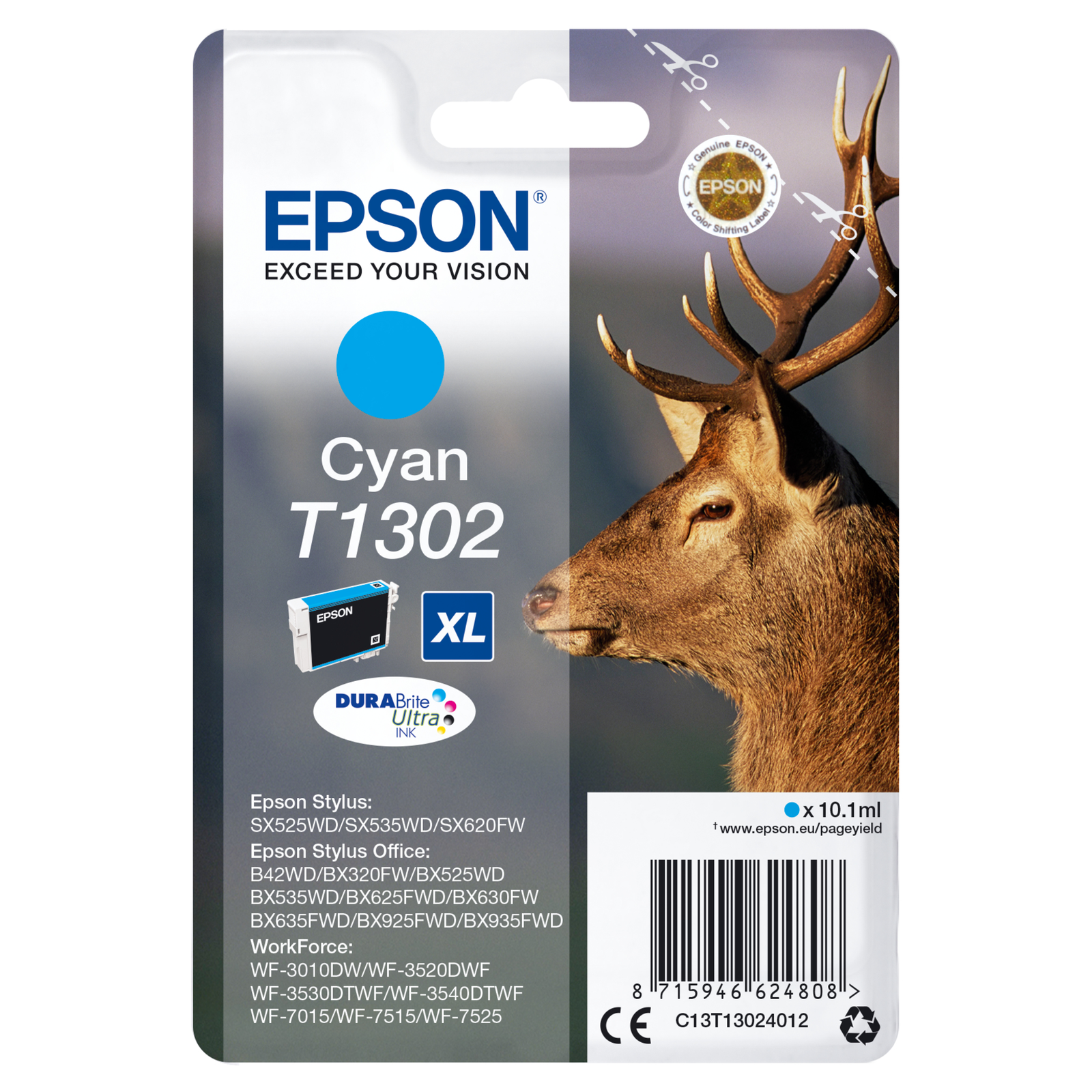 Epson T1302 10.1 Ml cyan Blister with RF Audible Alarm Signal