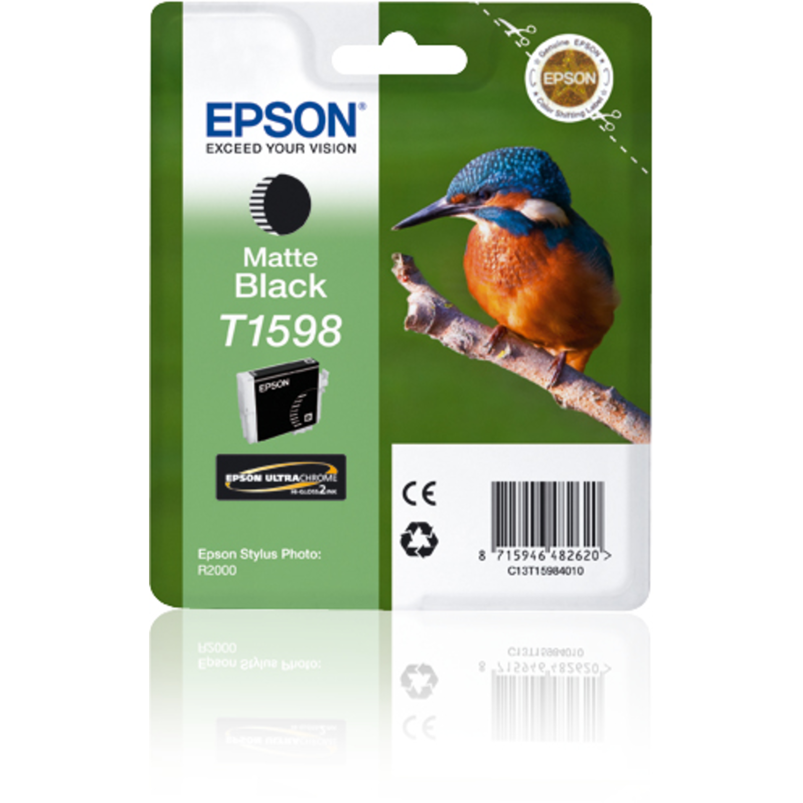 Epson T1598 mattee Black Original Blister Pack Ink Cartridge for Stylus Photo R2000 (C13T15984010)