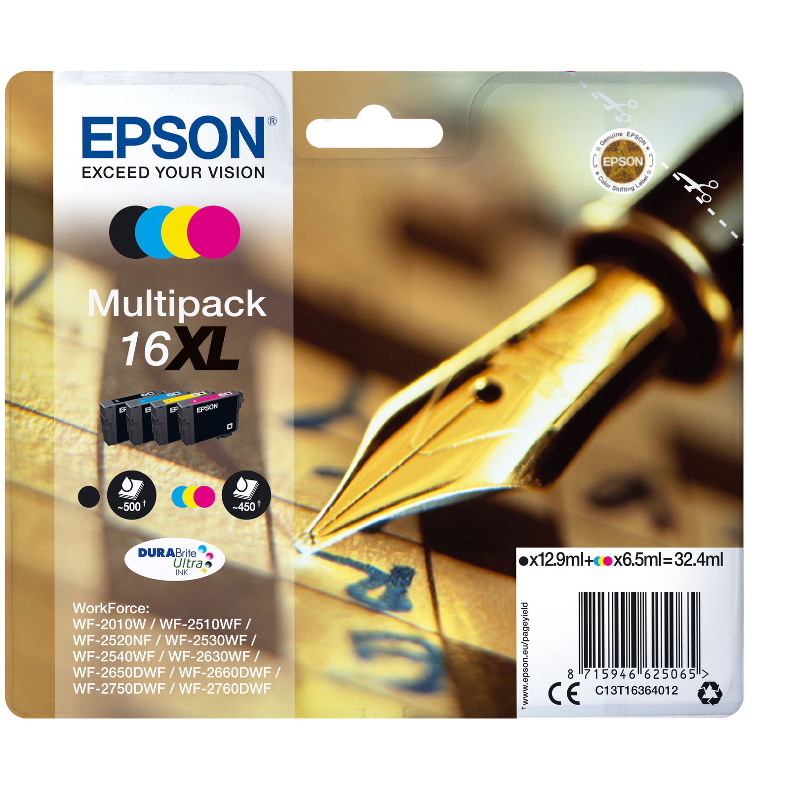 Epson 16XL Multipack Black Yellow cyan magenta Ink C13T16364012