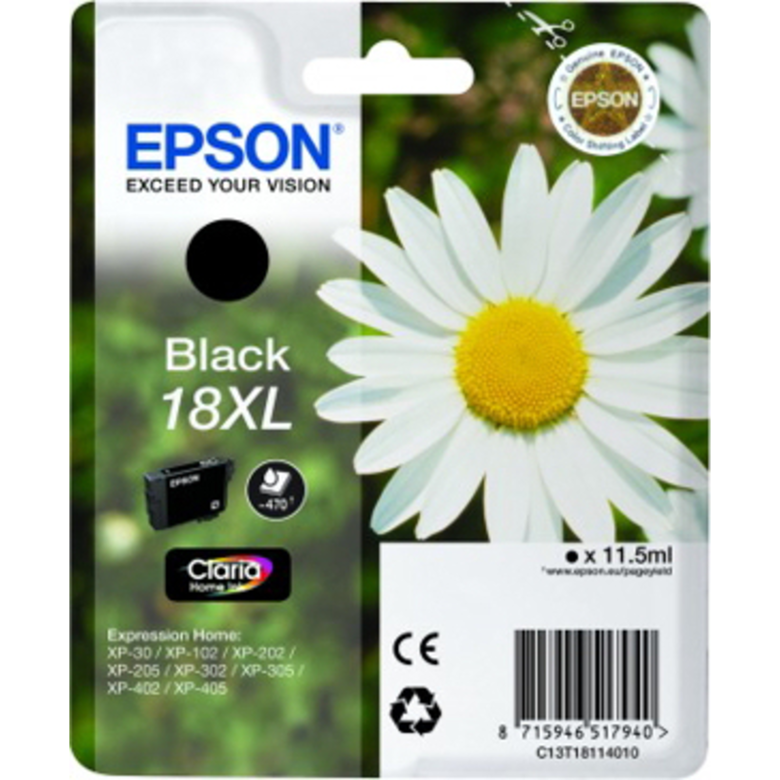 Epson 18XL Black Original Ink Cartridge Black 470 P. 11.50 Ml