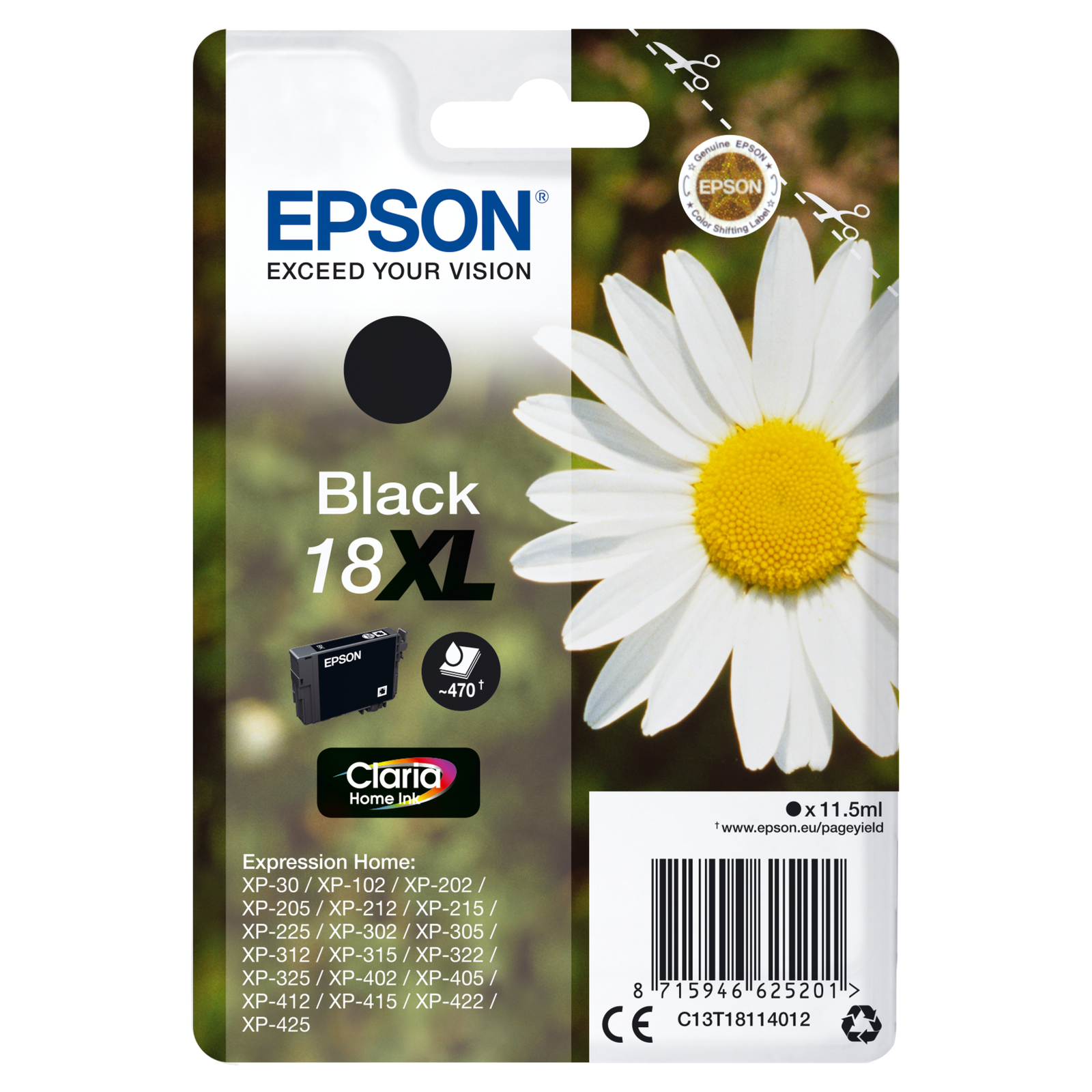 Epson 18XL Black 470 Pages Ink C13T18114012