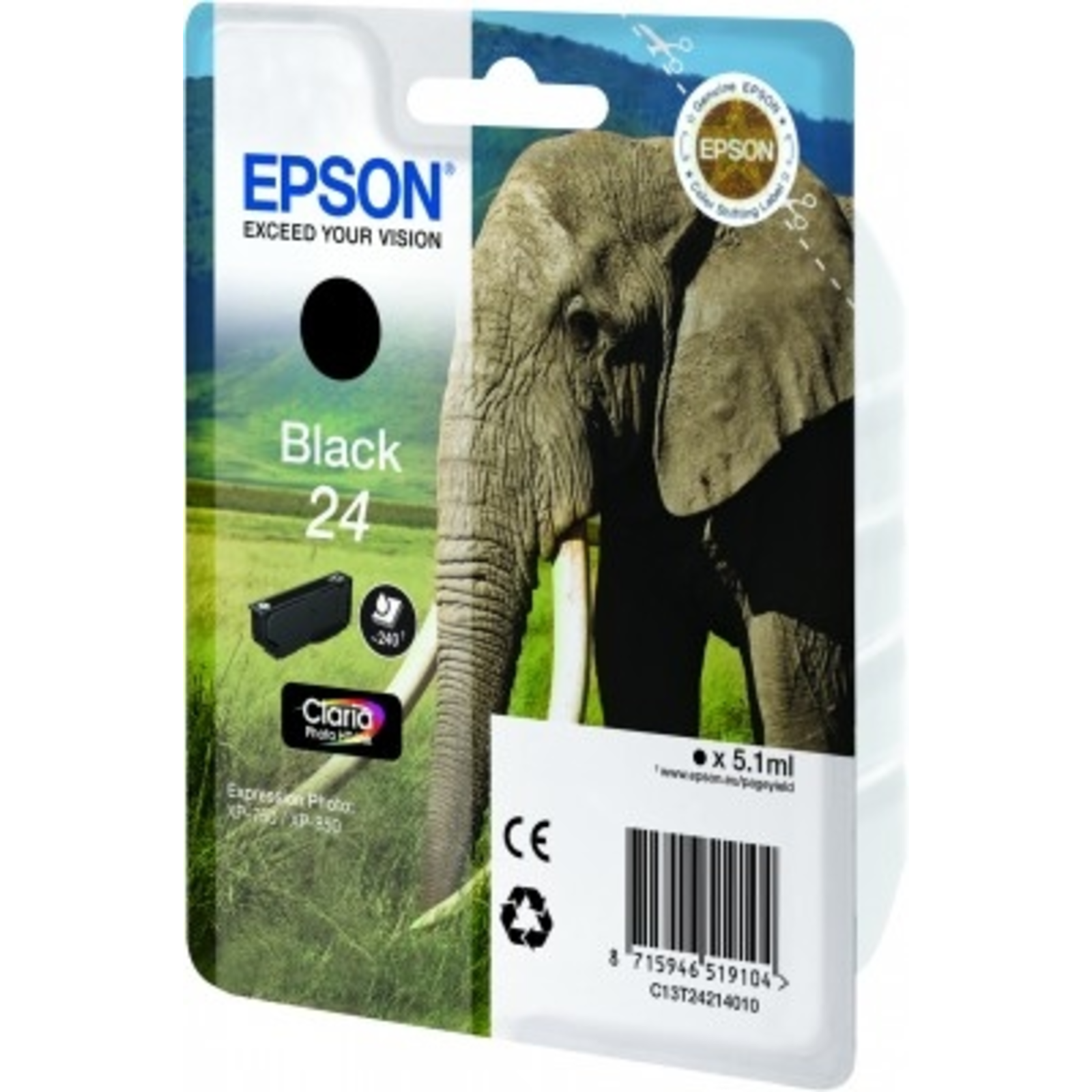 EPSON Ink Singlepack Black 24 Claria Photo HD (C13T24214010)