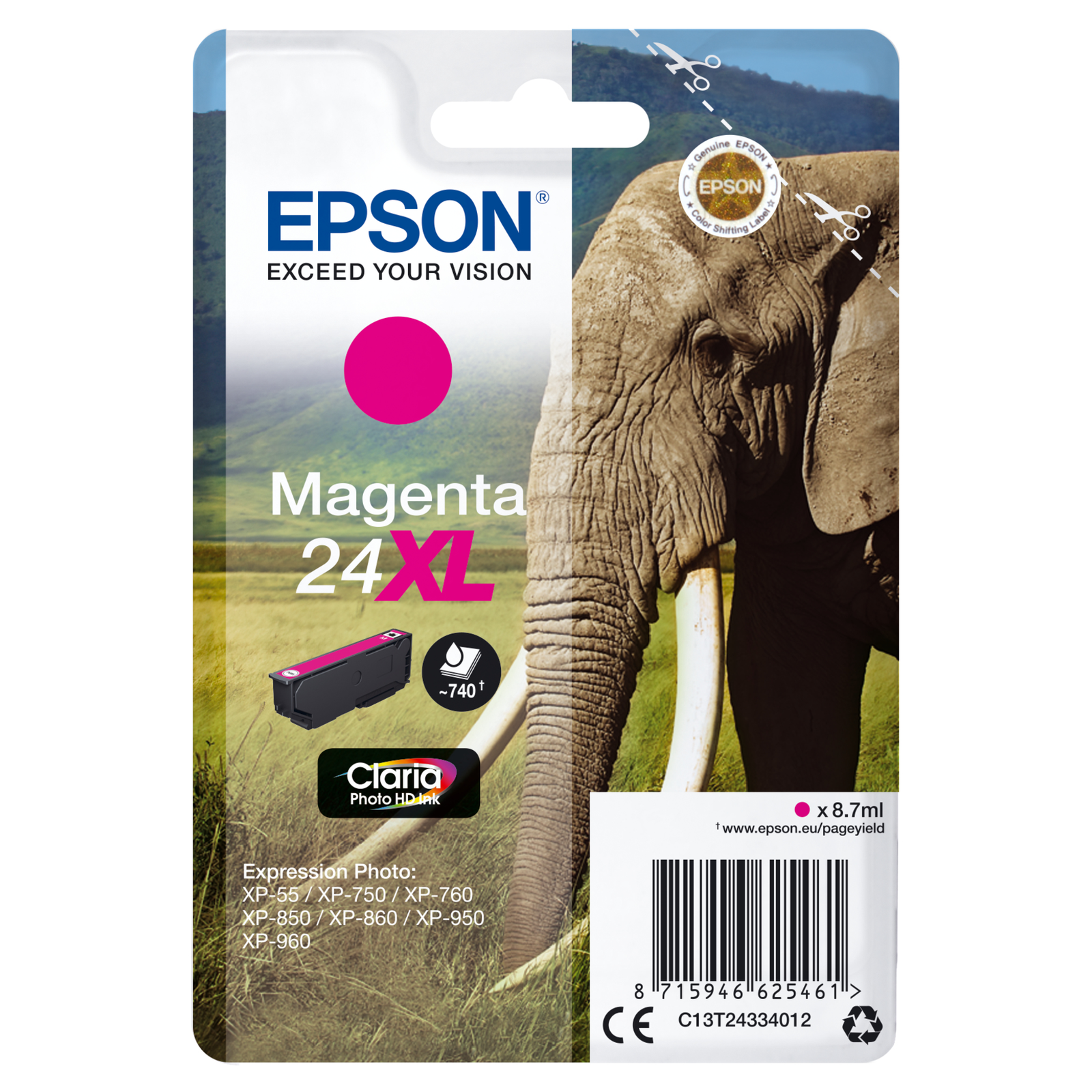 Epson 24XL 8.7 Ml XL magenta Original Ink Cartridge Expression Photo XP-55 750 760 850 860 950 960.