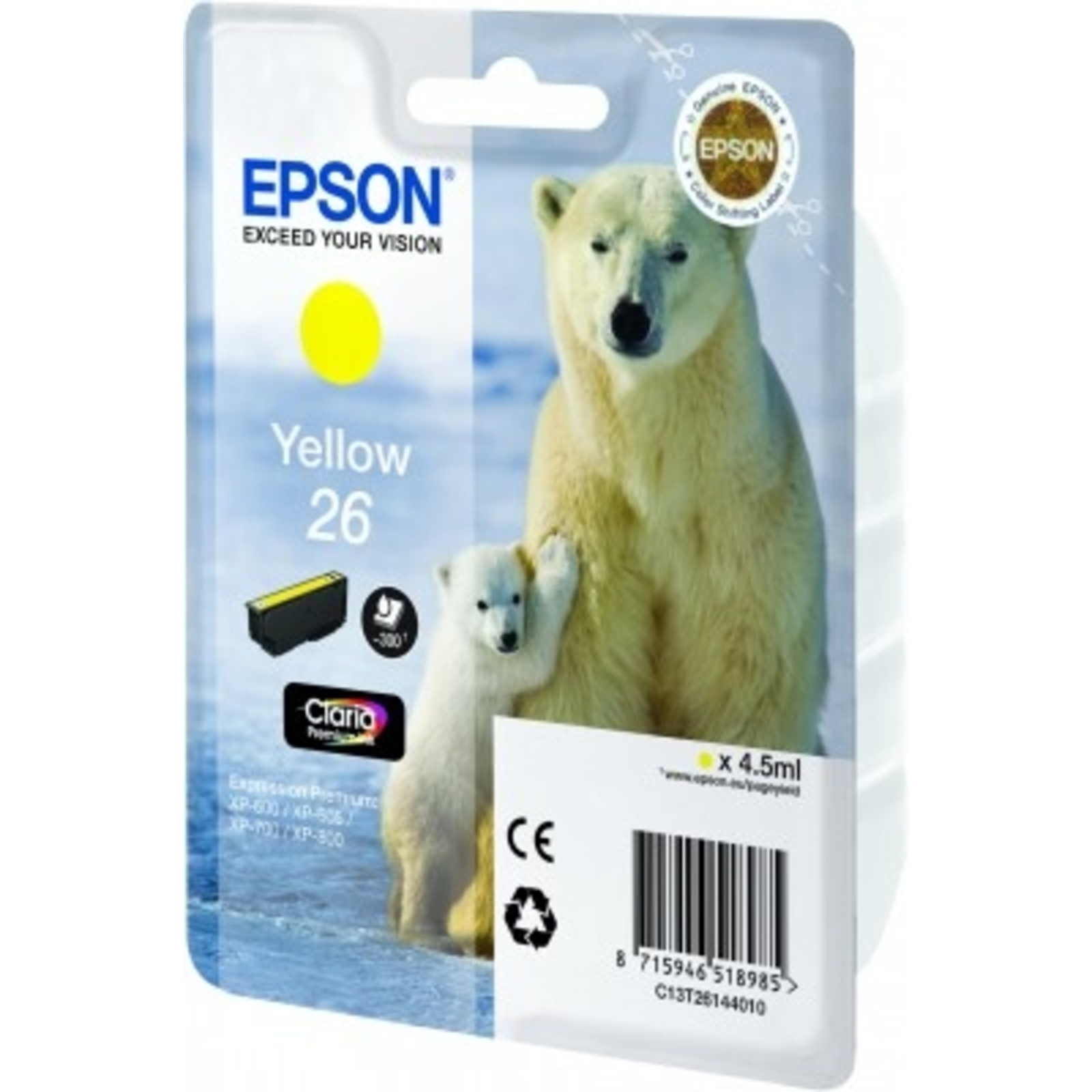 Epson 26 Yellow Original Ink Cartridge Expression Photo XP-760 Premium XP-510 520 615 620 625 710