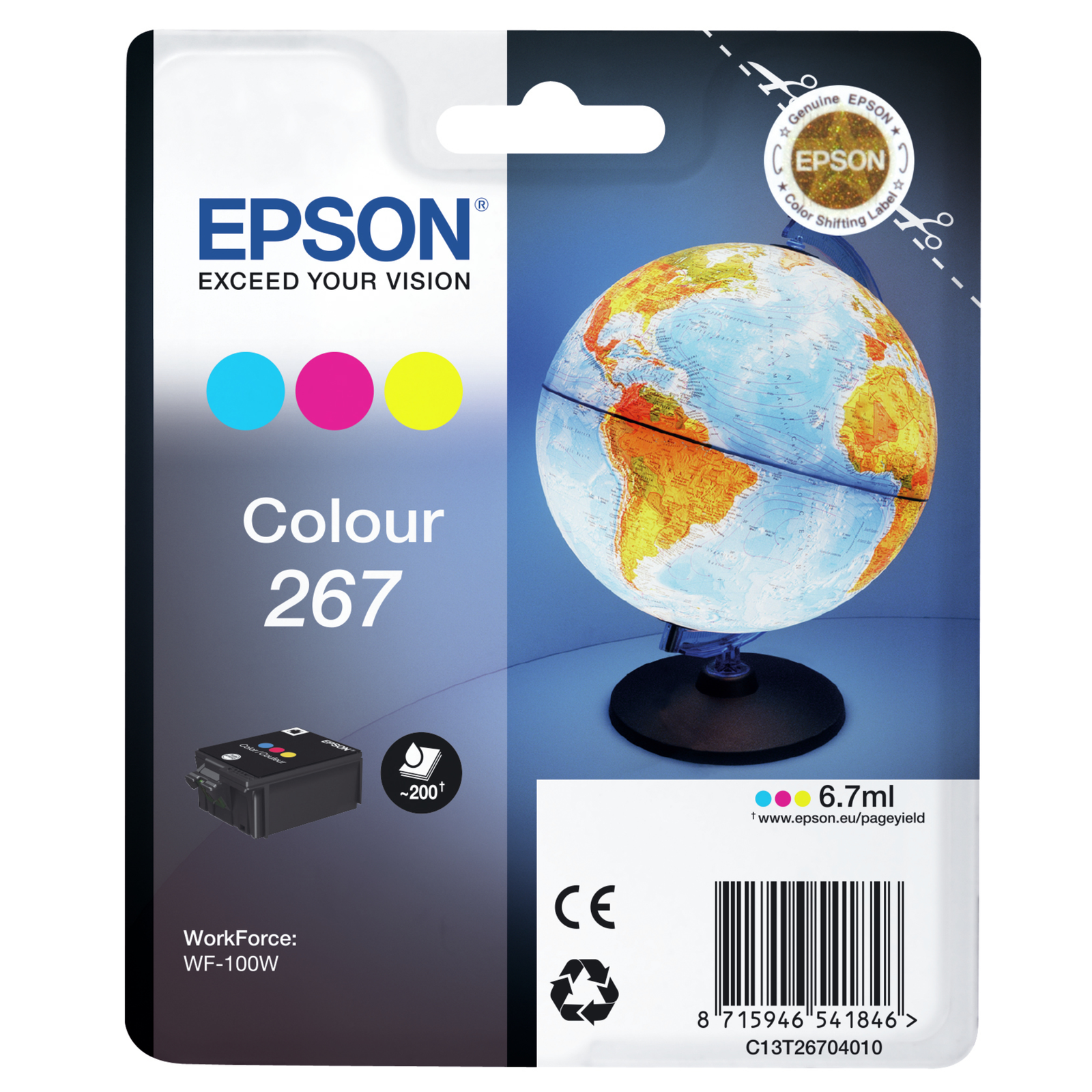 Epson 267 Yellow cyan magenta 200 Pages Ink C13T26704010