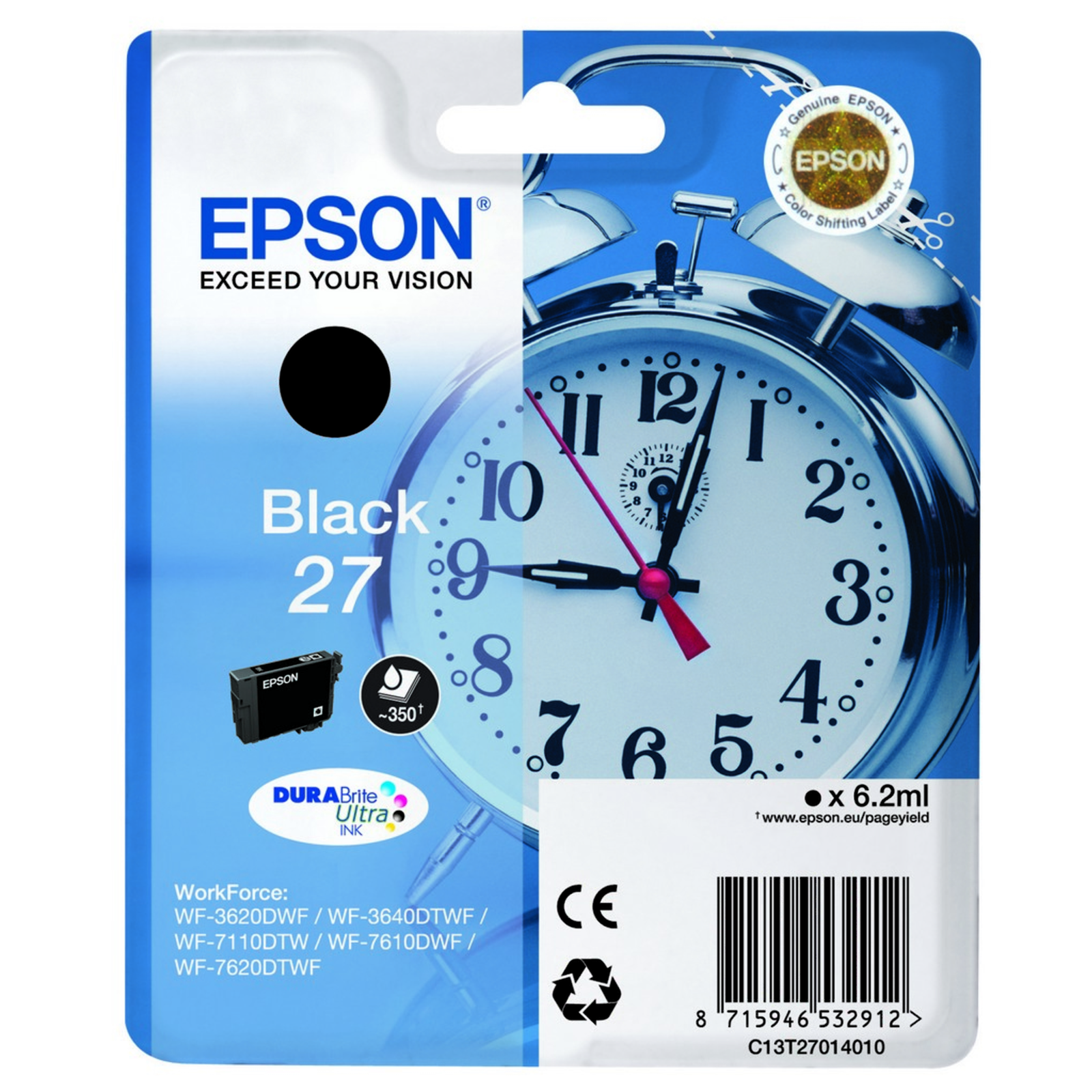 Epson Ink 27 Black Capacity 350 Pages (C13T27014010)