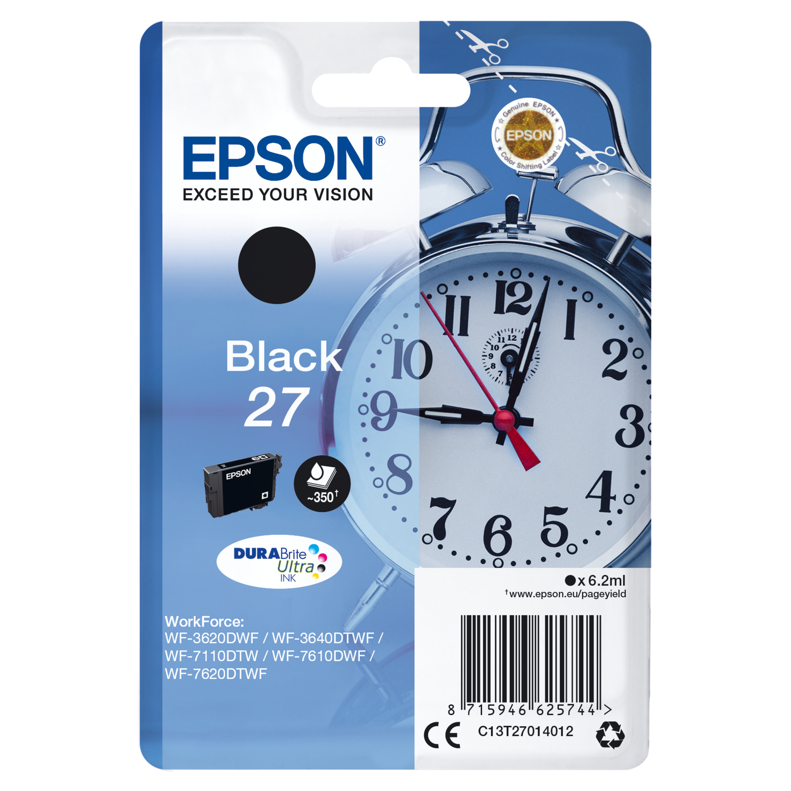 Epson 27 Black 350 Pages Ink C13T27014012