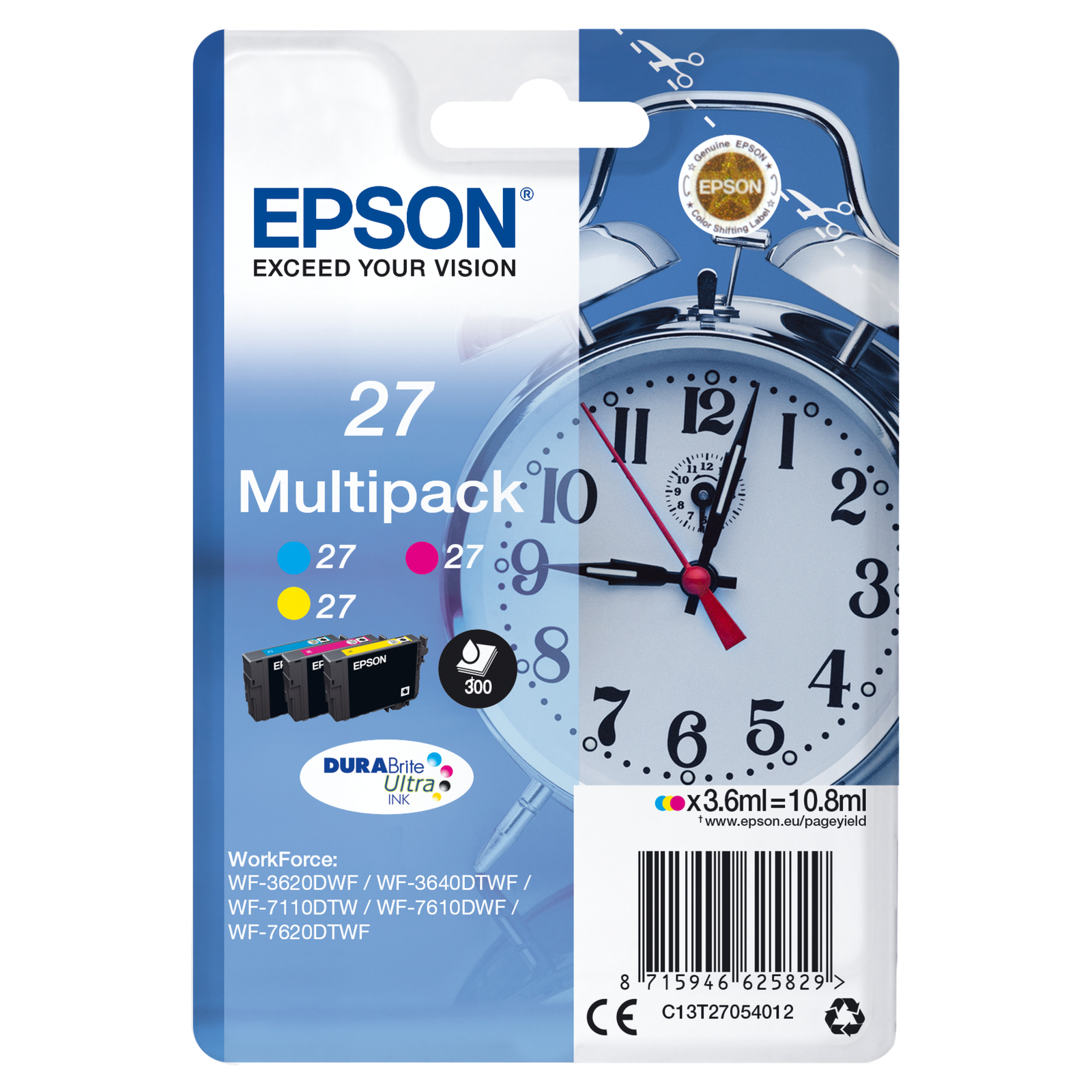 Epson 27 Multi-Pack Yellow cyan magenta 300 Pages Ink C13T27054012