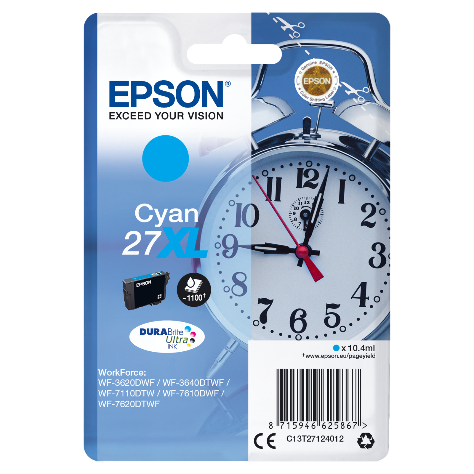 EPSON WF3620DWF Ink CY HC C13T27124022
